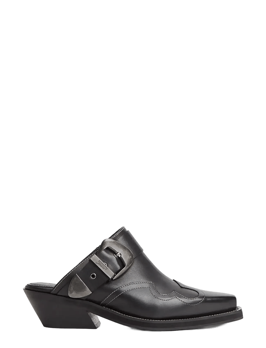 Tommy Hilfiger - ARCHIVE COWBOY MULE LEATHER - pantoletten mit absatz - black - 5