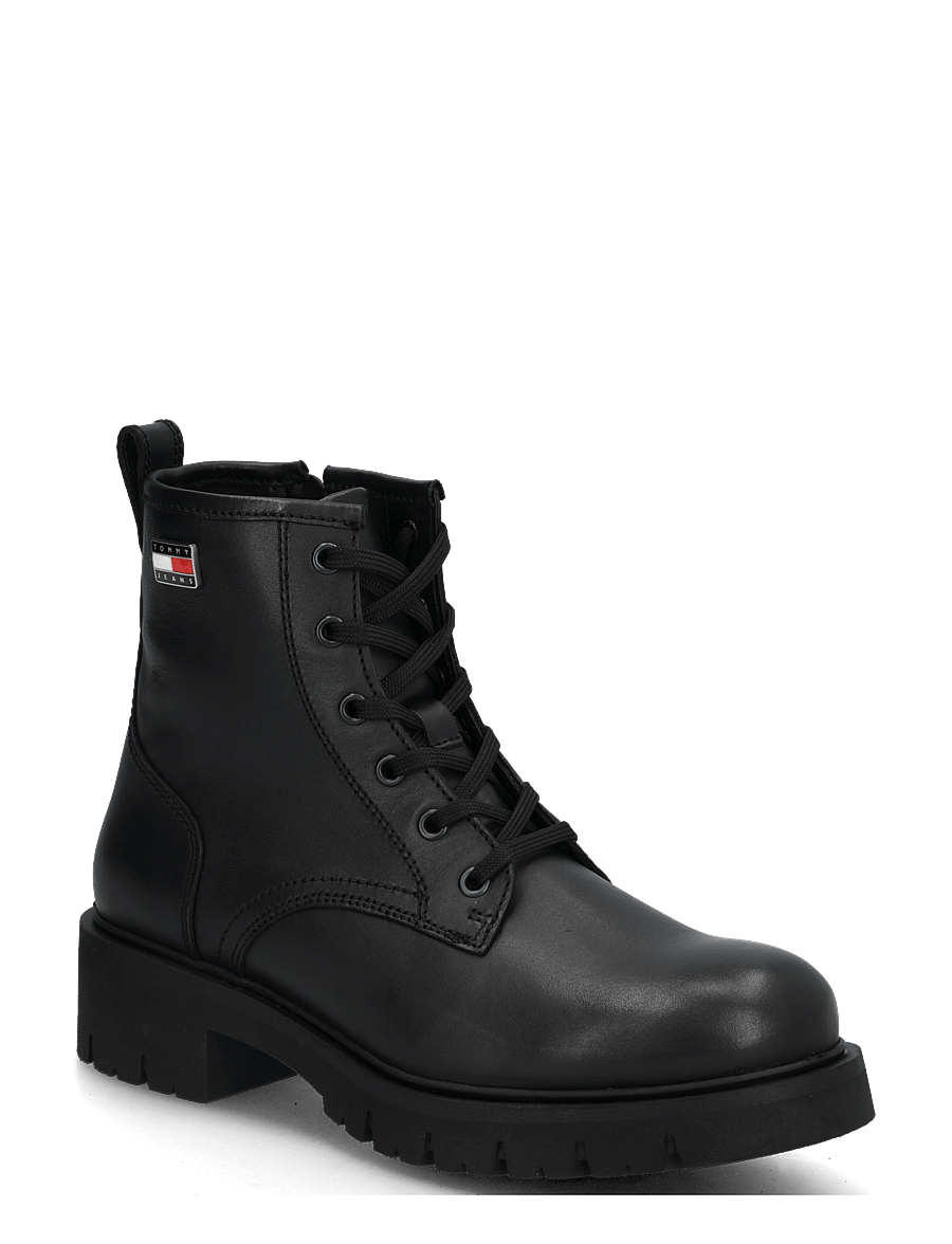 Tommy Hilfiger - TJW CLEATED LACE UP BOOTS - paeltega saapad - black - 0