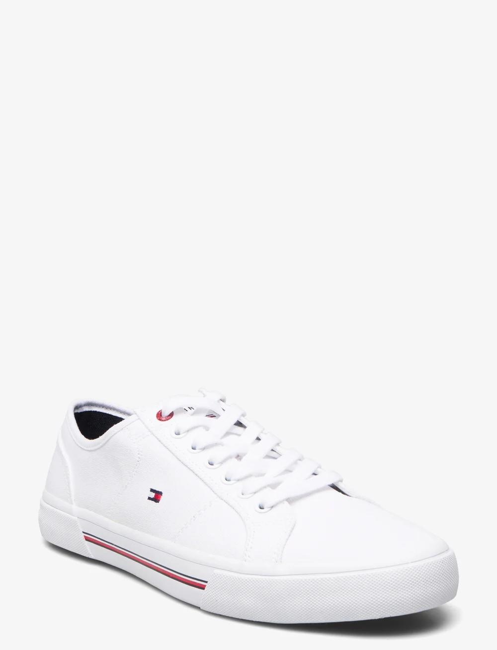 Tommy hilfiger core corporate canvas trainers in shop white