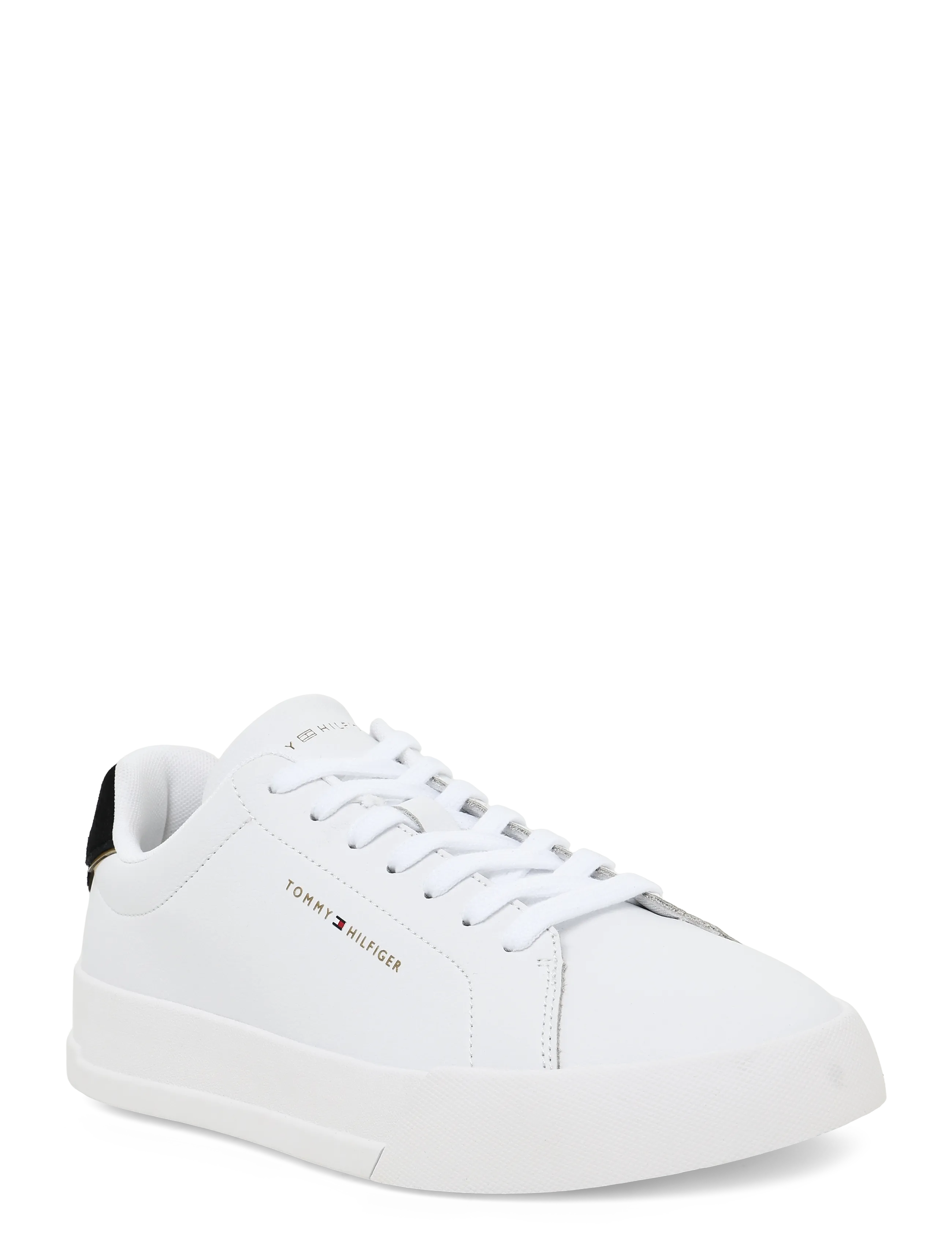 Tommy Hilfiger TH COURT LTH DETAIL ESS - Low-Top Sneaker - WHITE BLACK GOLD / white