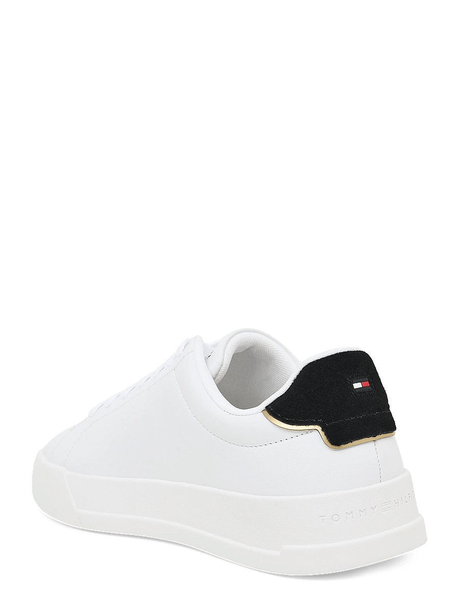 Tommy Hilfiger - TH COURT LTH DETAIL ESS - låga sneakers - white black gold - 1