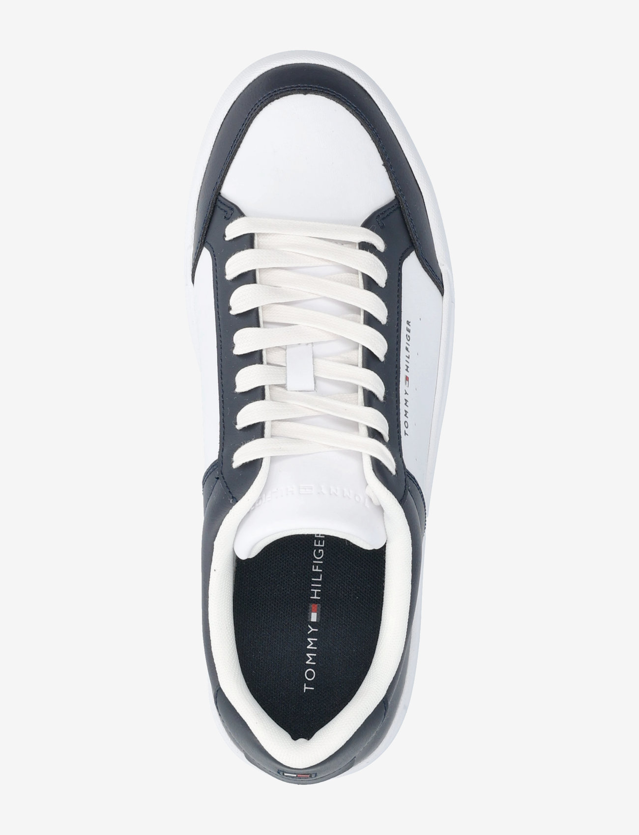 Tommy Hilfiger - TH COURT MIX LTH - sneakersy niskie - white/desert sky - 3