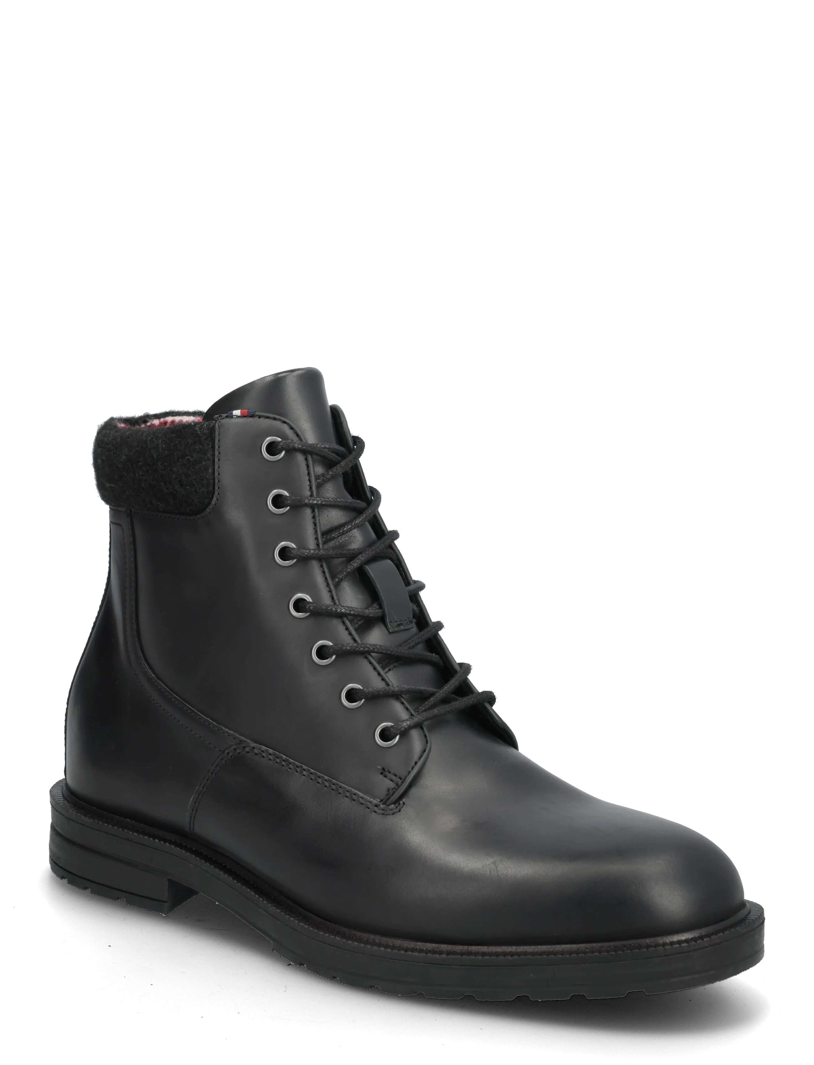 Tommy Hilfiger CLEATED HILFIGER W LTH BOOT - Vinterstøvler - BLACK / black