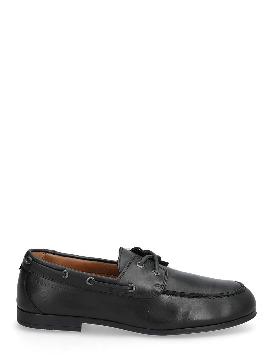 Tommy Hilfiger - FLEXIBLE SLIM LEATHER BOAT SHOE - shop efter anledning - black - 1
