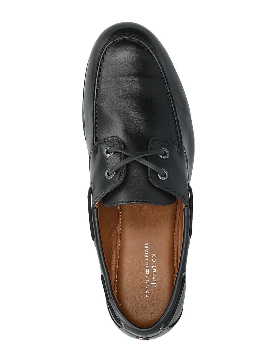 Tommy Hilfiger - FLEXIBLE SLIM LEATHER BOAT SHOE - shop efter anledning - black - 3