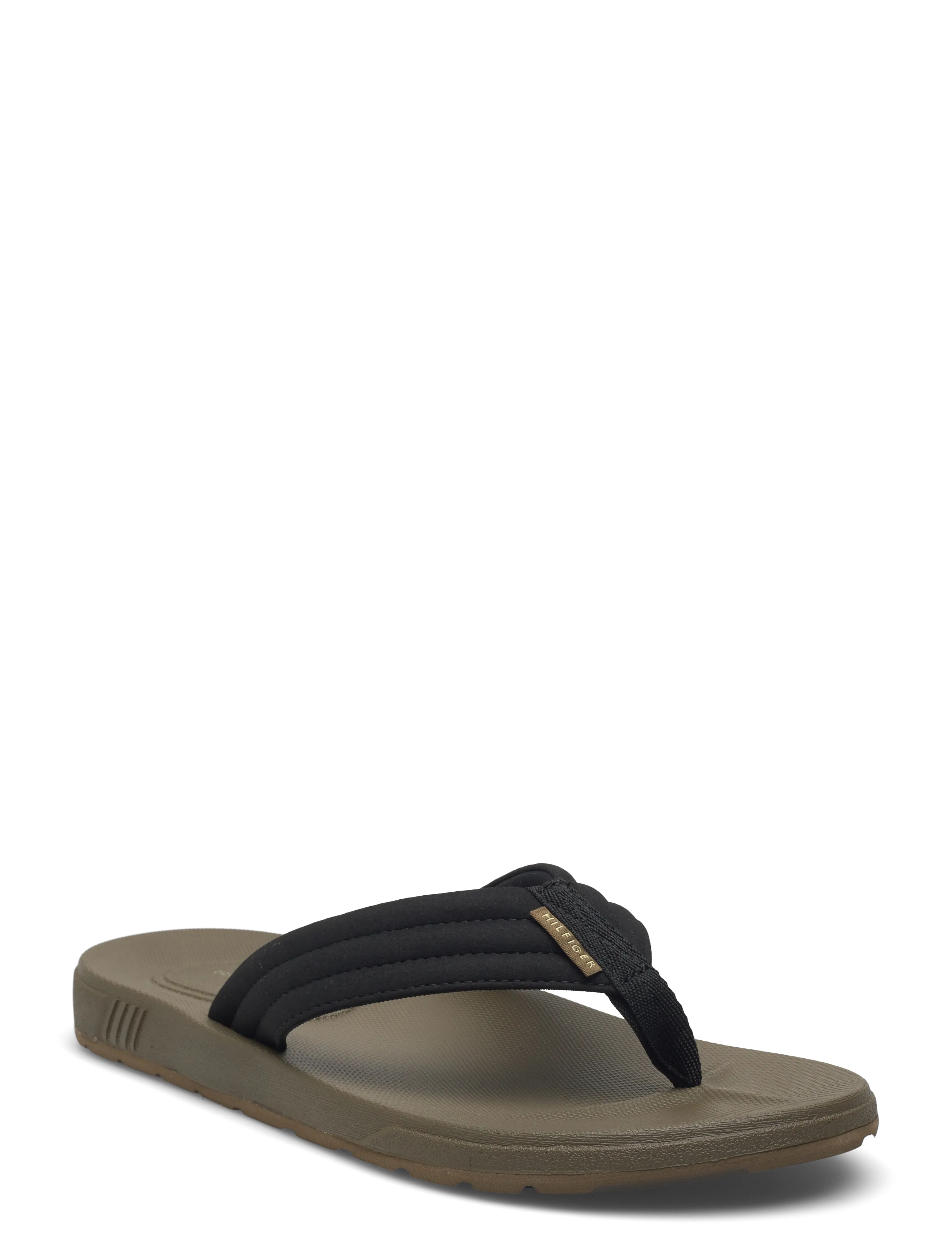 Tommy Hilfiger MOLDED HILFIGER LTH BEACH SANDAL - Klipklapper - BLACK / black