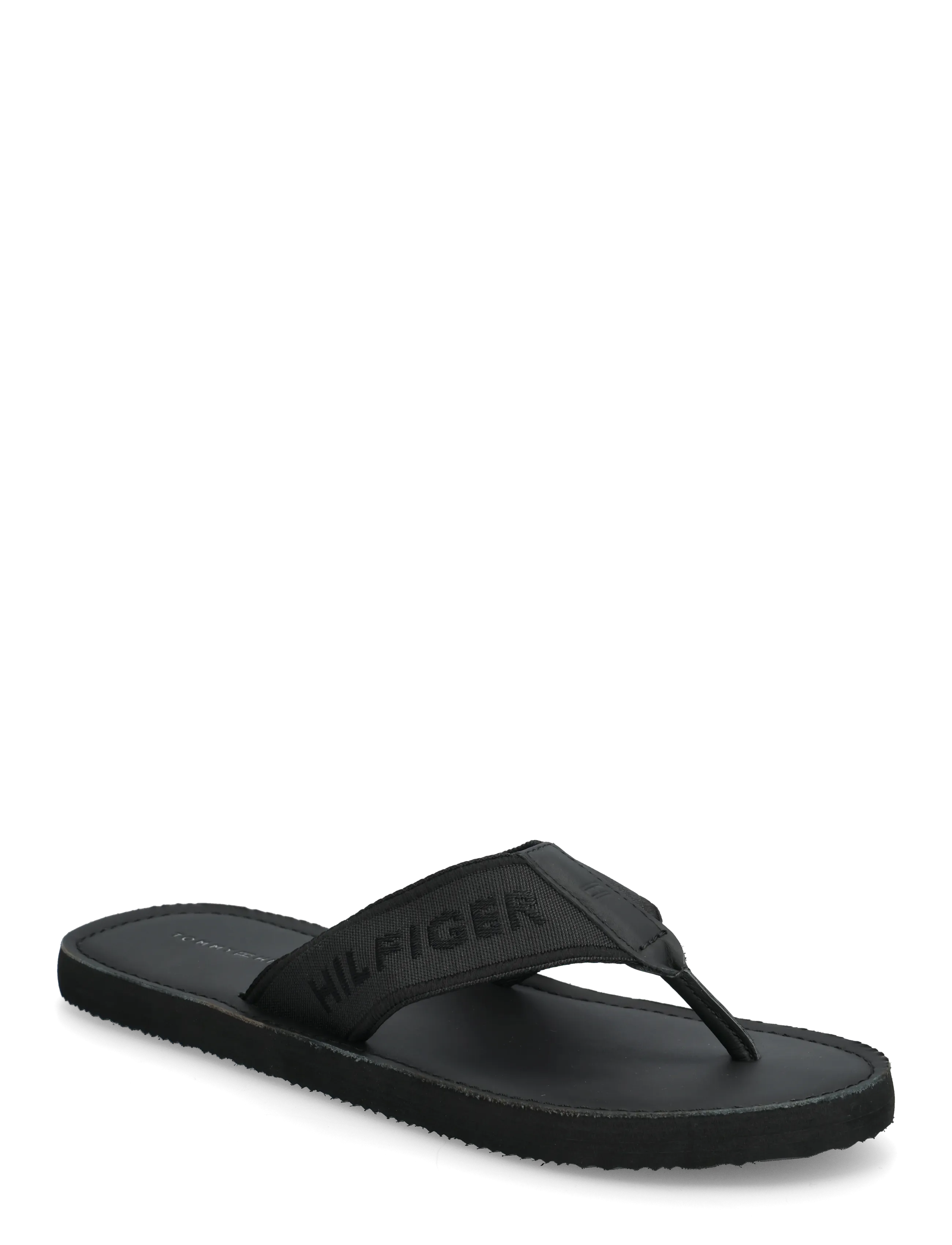 Tommy Hilfiger HILFIGER LEATHER BEACH SANDAL - Plätud - BLACK / black