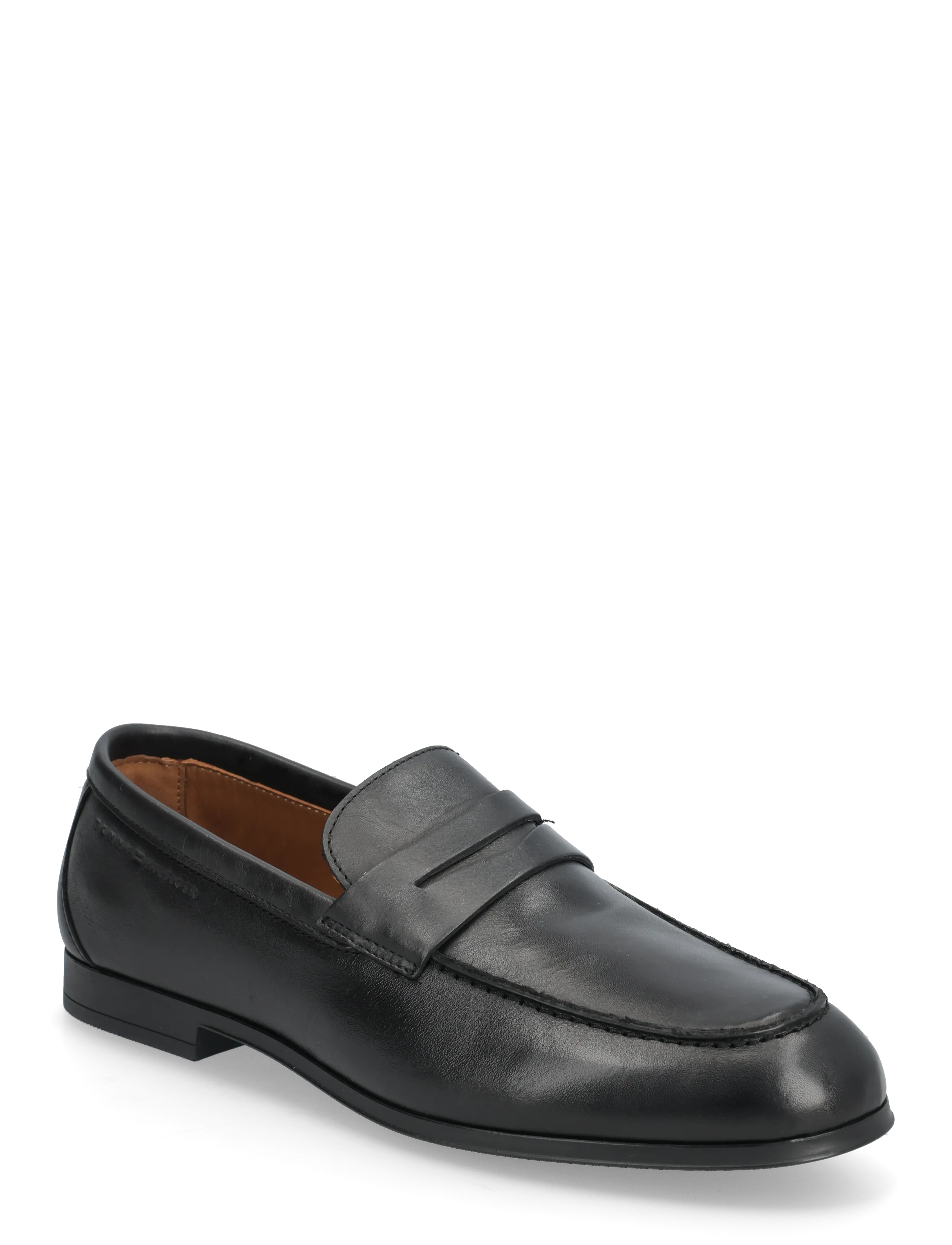 Tommy Hilfiger Flexible Slim Leather Loafer, 41, Black, Sko > Hyttesko, Herre