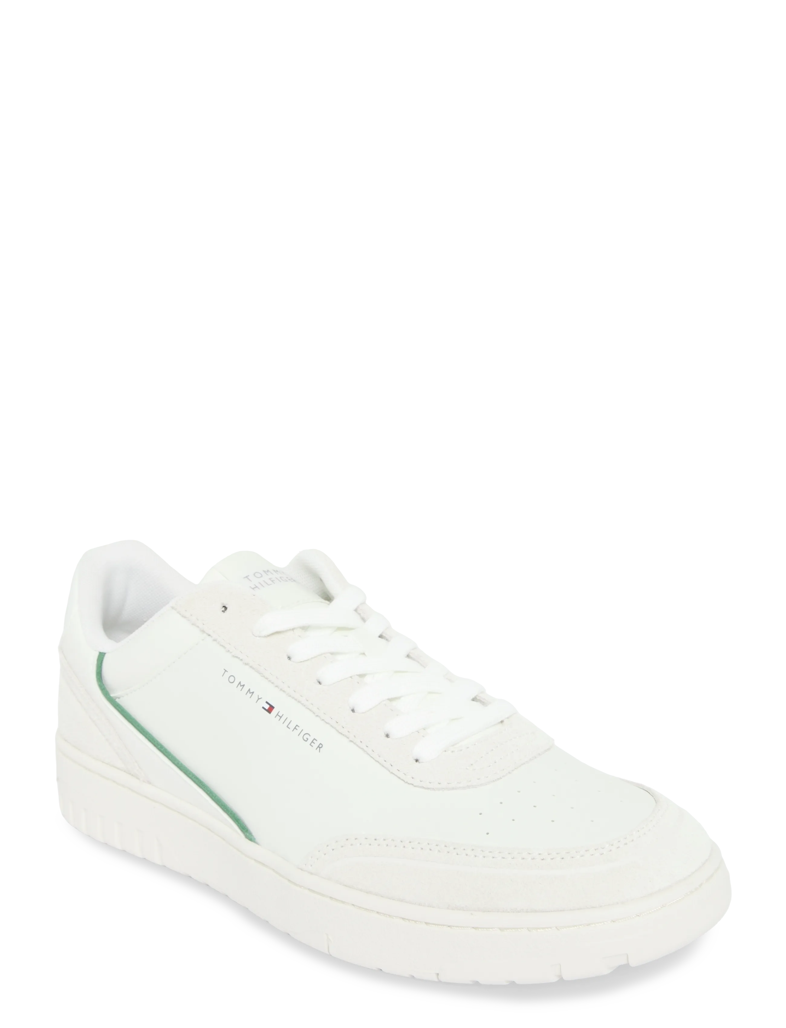 Tommy Hilfiger TH BASKET CORE LEATHER SUEDE MIX - Sneakers - ECRU STREET GREEN / cream