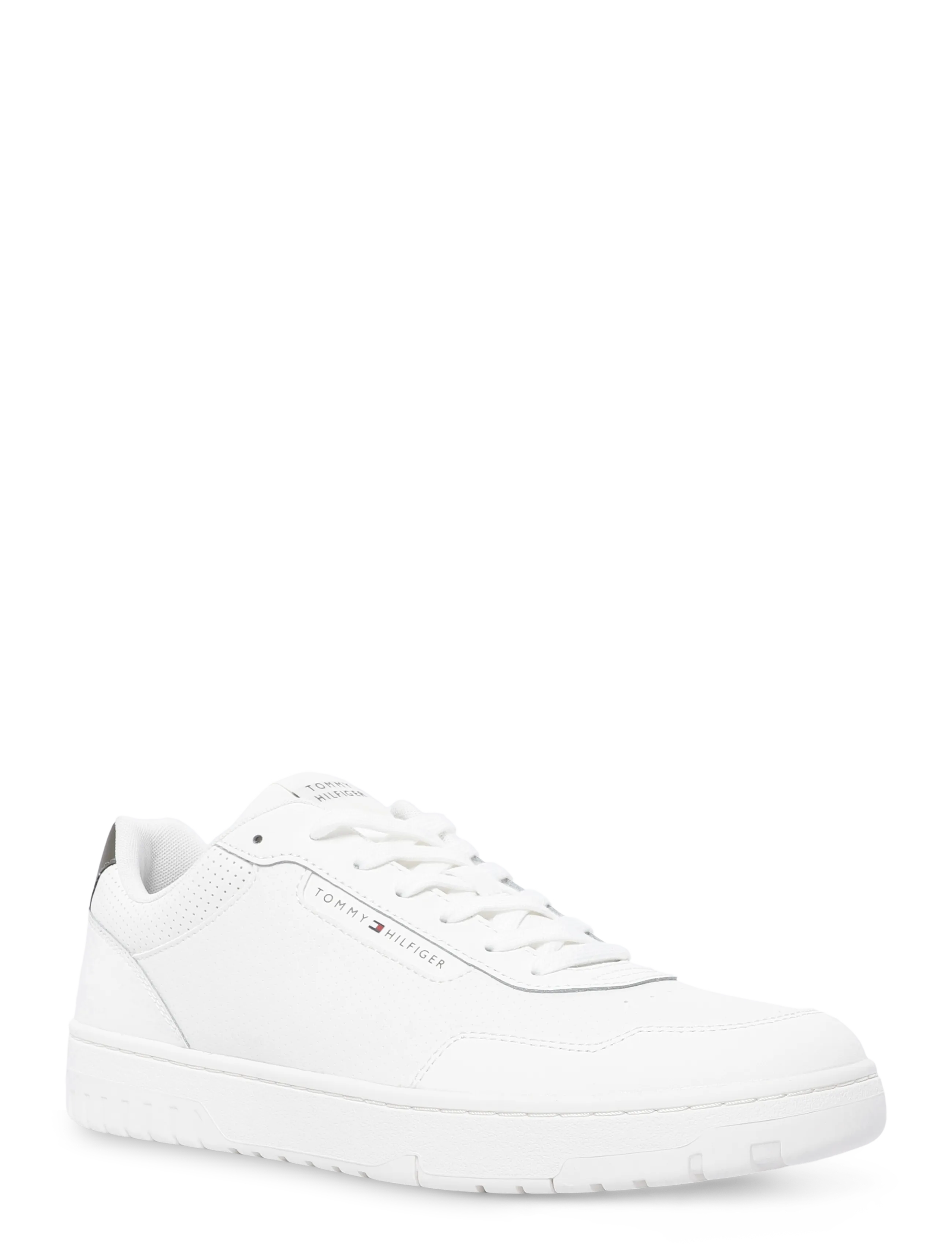 Tommy Hilfiger TH BASKET CORE LEATHER - Shoes - ECRU PLATINUM OLIVE / white