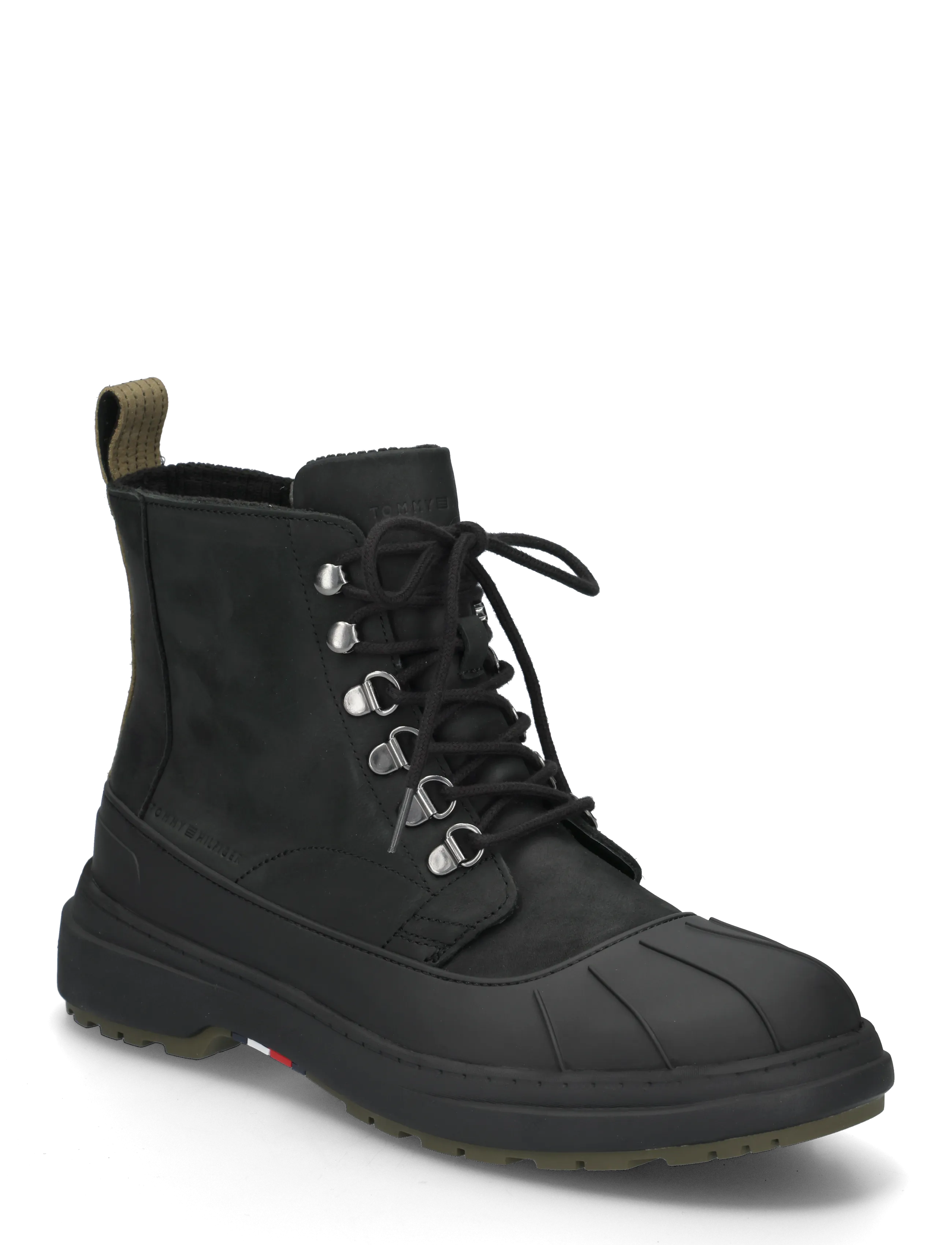 Tommy Hilfiger OUTDOOR RUBBER LTH BOOT WPM - Rain boots - BLACK / black