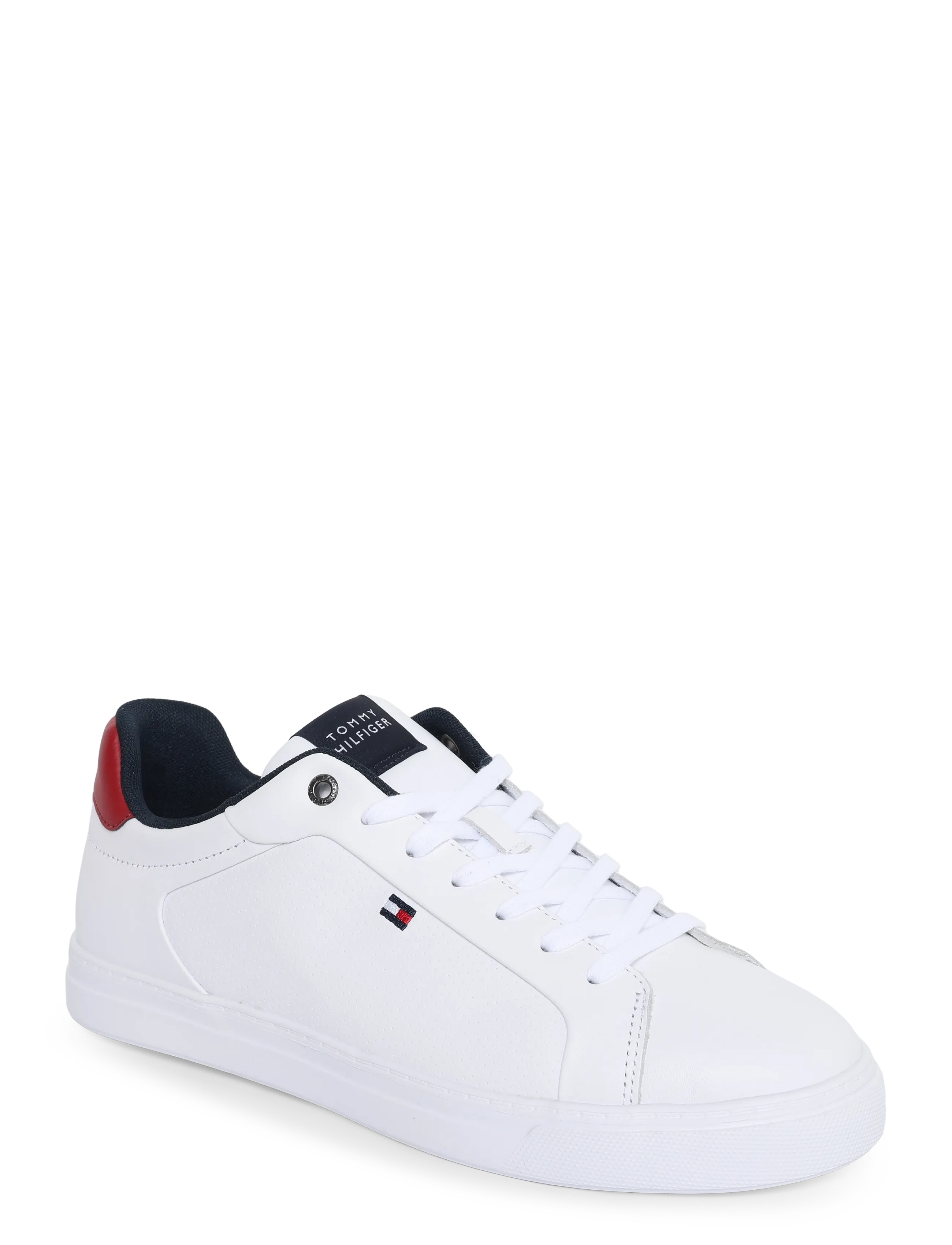 Tommy Hilfiger Lightweight Pinperf Lth Sneaker, Mænd, Lave Sneakers, Hvid, Str: 46