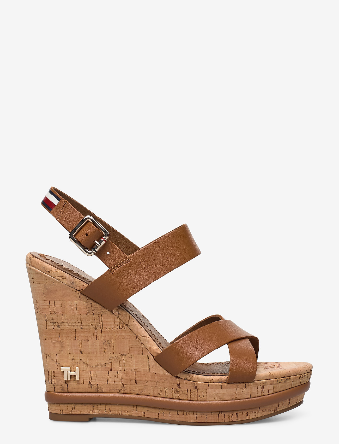Tommy Hilfiger - CORP LEATHER  WEDGE SANDAL - summer cognac - 1