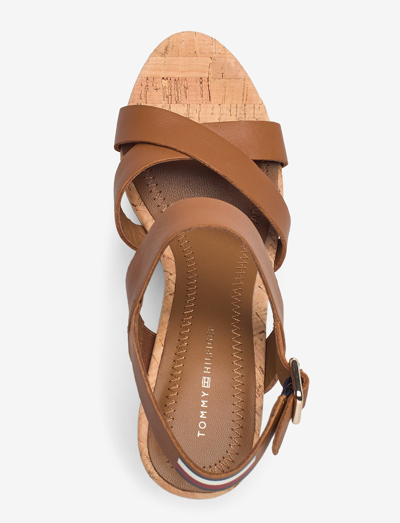 Tommy Hilfiger - CORP LEATHER  WEDGE SANDAL - summer cognac - 3