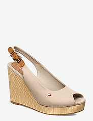 ICONIC ELENA SLING BACK WEDGE - STONE