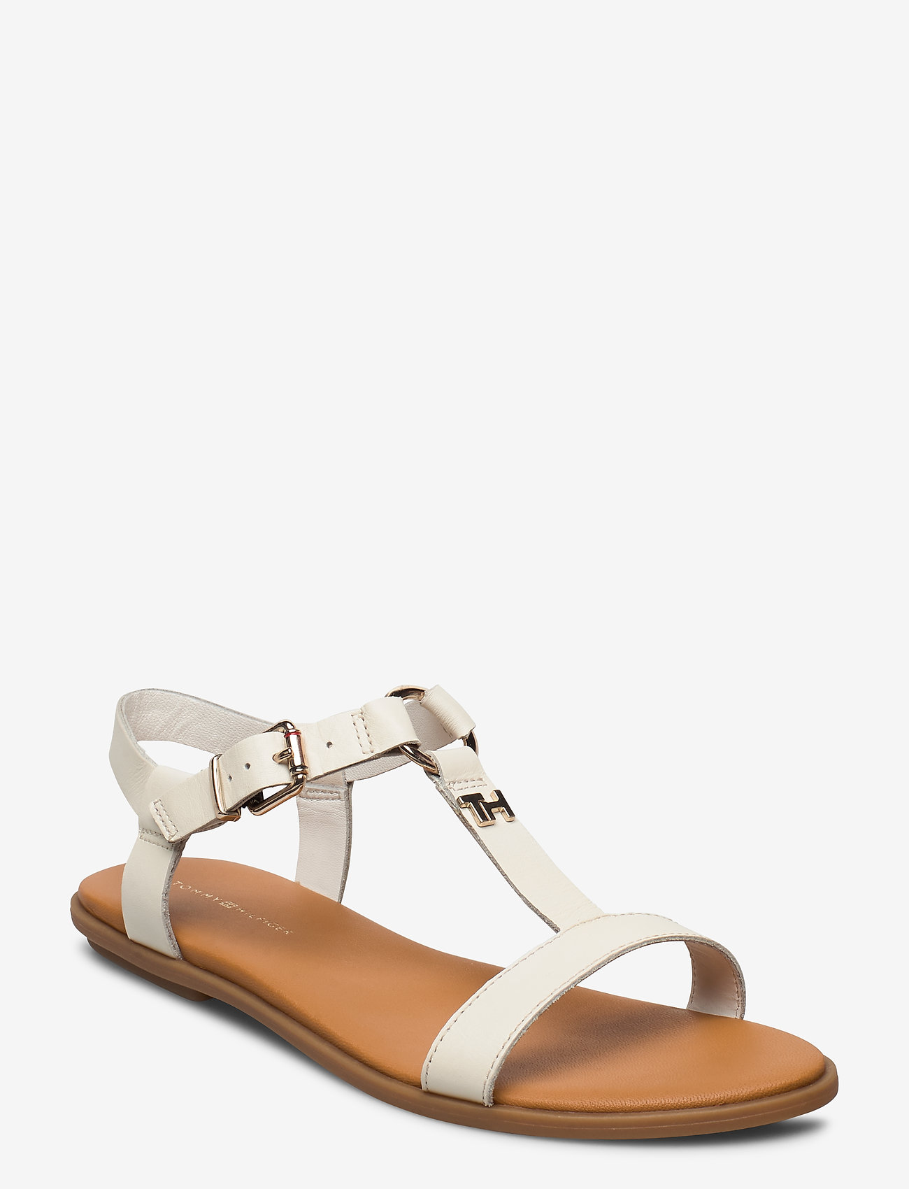 Tommy Hilfiger - FEMININE LEATHER FLAT SANDAL - ivory - 0