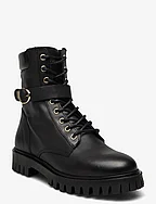 BUCKLE LACE UP BOOT - BLACK