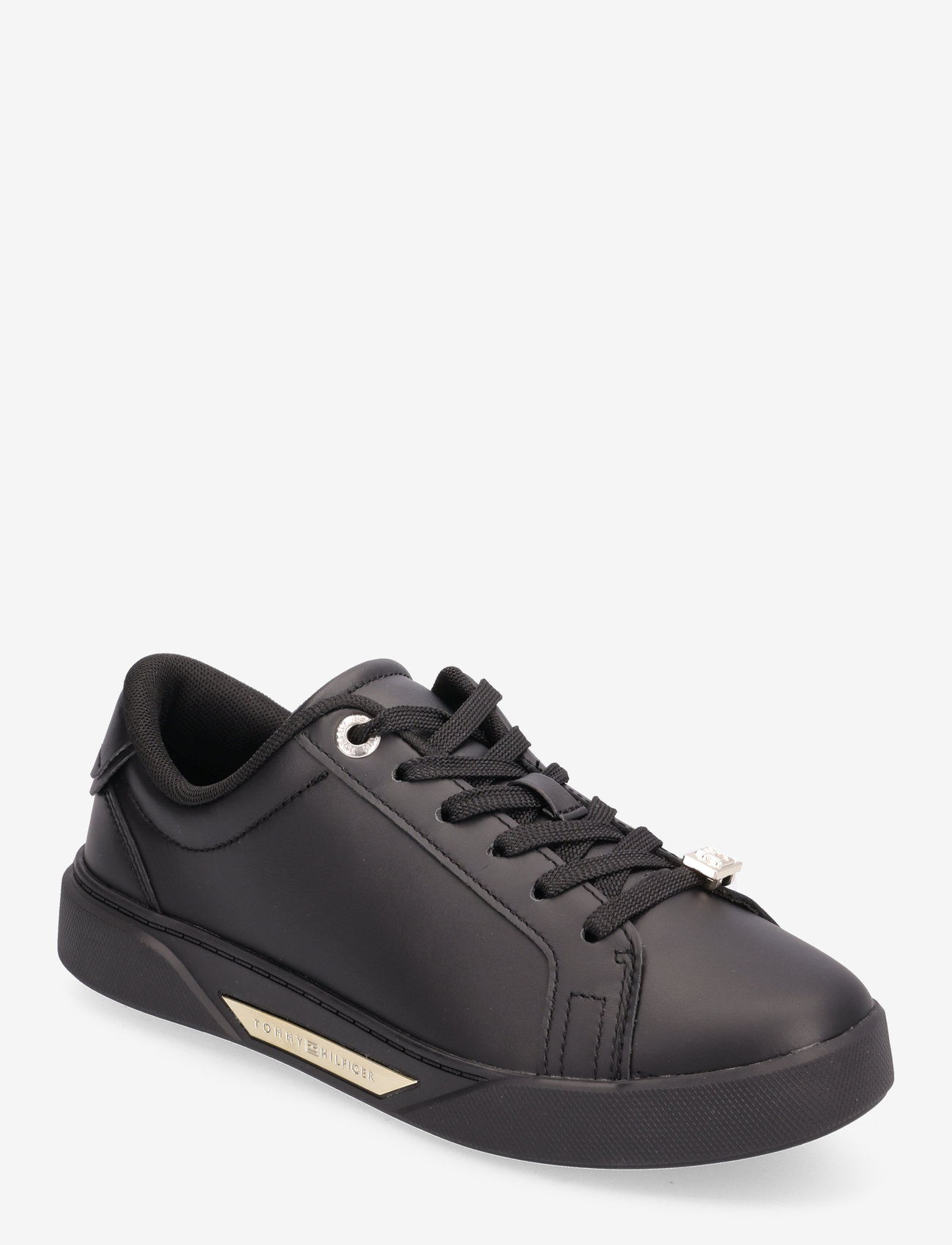 Tommy Hilfiger - GOLDEN HW COURT SNEAKER - sportiska stila apavi ar pazeminātu potītes daļu - black - 0
