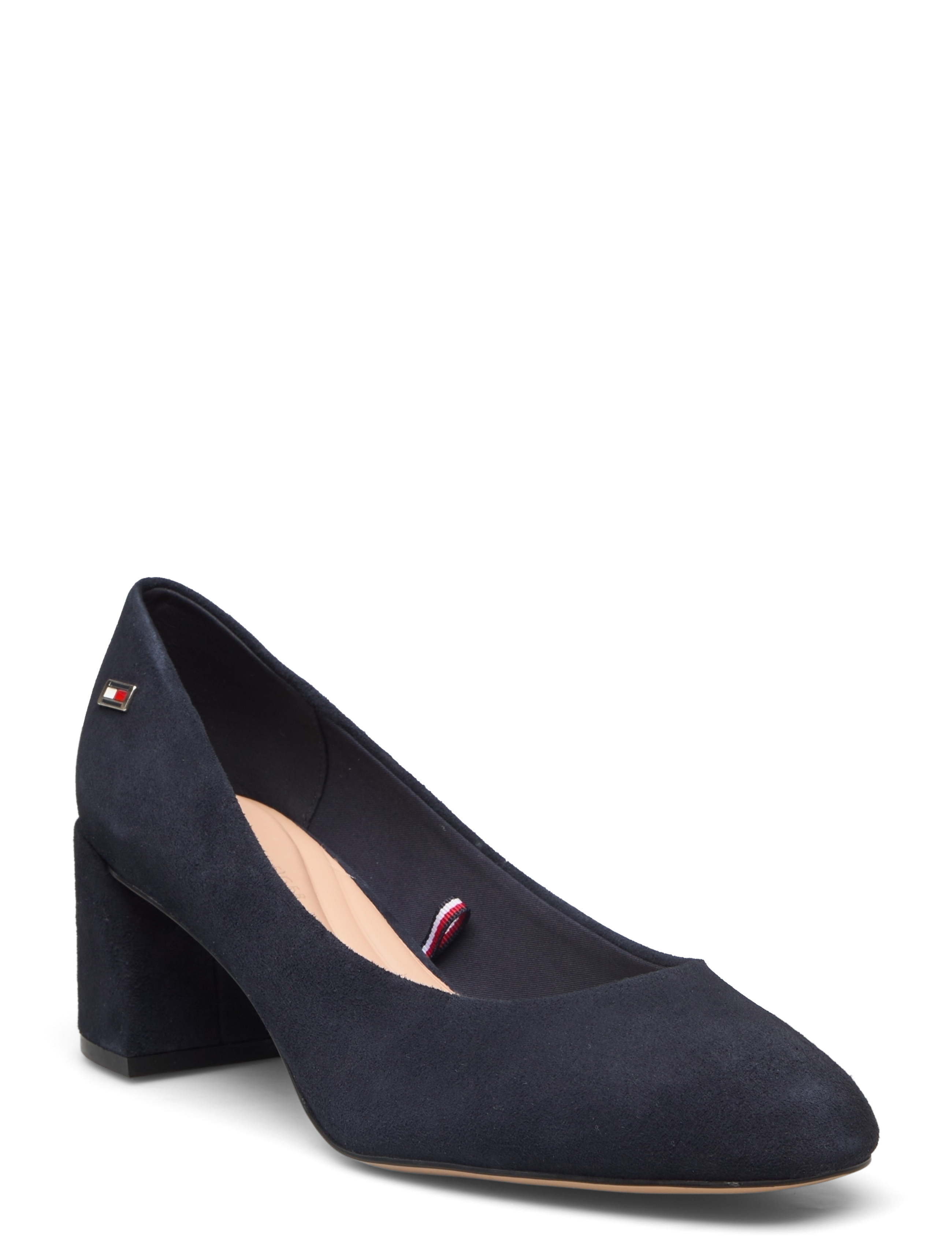 TH SUEDE MID HEEL BLOCK PUMP - SPACE
