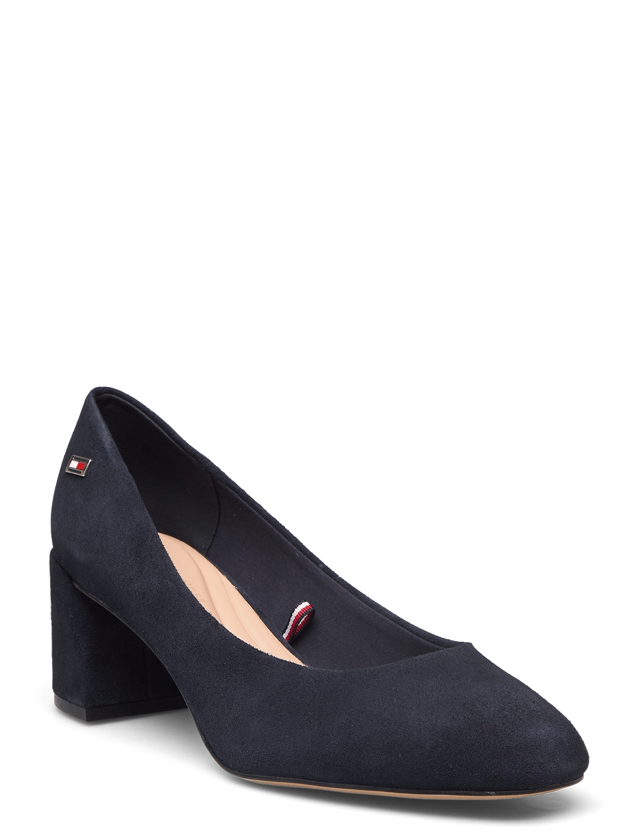 TH SUEDE MID HEEL BLOCK PUMP - SPACE