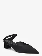 TH POINTY MID HEEL LEATHER MULE - BLACK