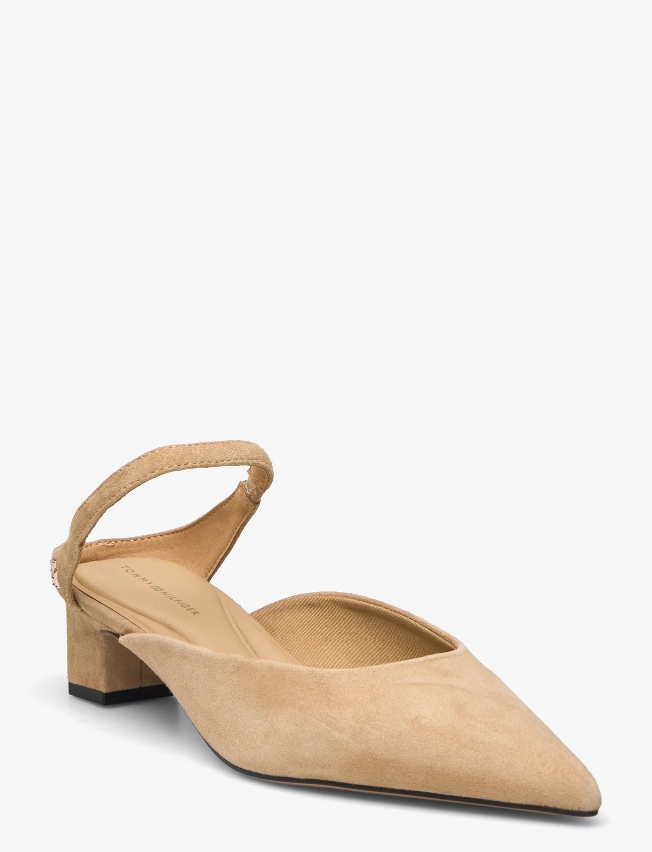 Tommy Hilfiger - TH POINTY MID HEEL LEATHER MULE - party wear at outlet prices - classic khaki - 0