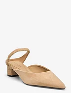 TH POINTY MID HEEL LEATHER MULE - CLASSIC KHAKI