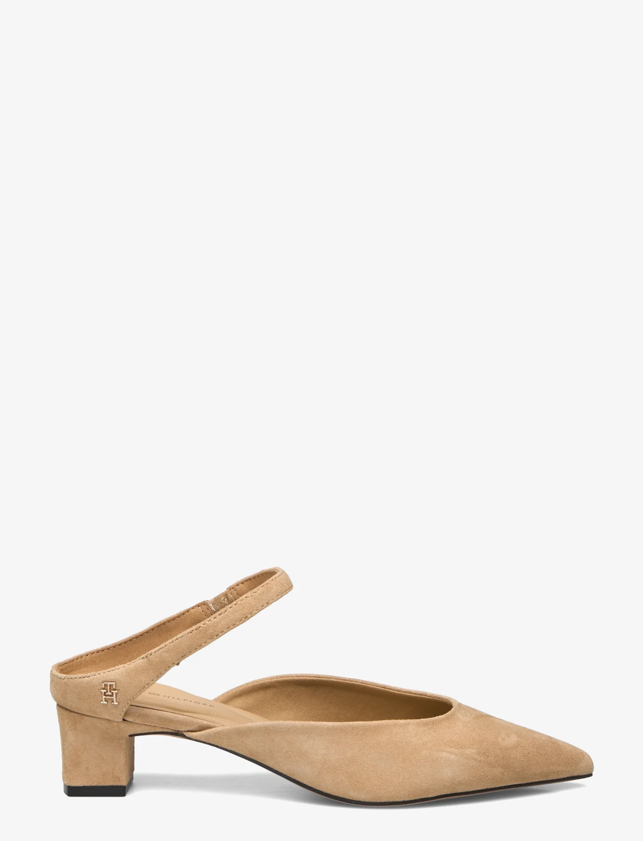 Tommy Hilfiger - TH POINTY MID HEEL LEATHER MULE - sandaler med hæl - classic khaki - 1