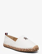 TH LEATHER FLAT ESPADRILLE - ECRU