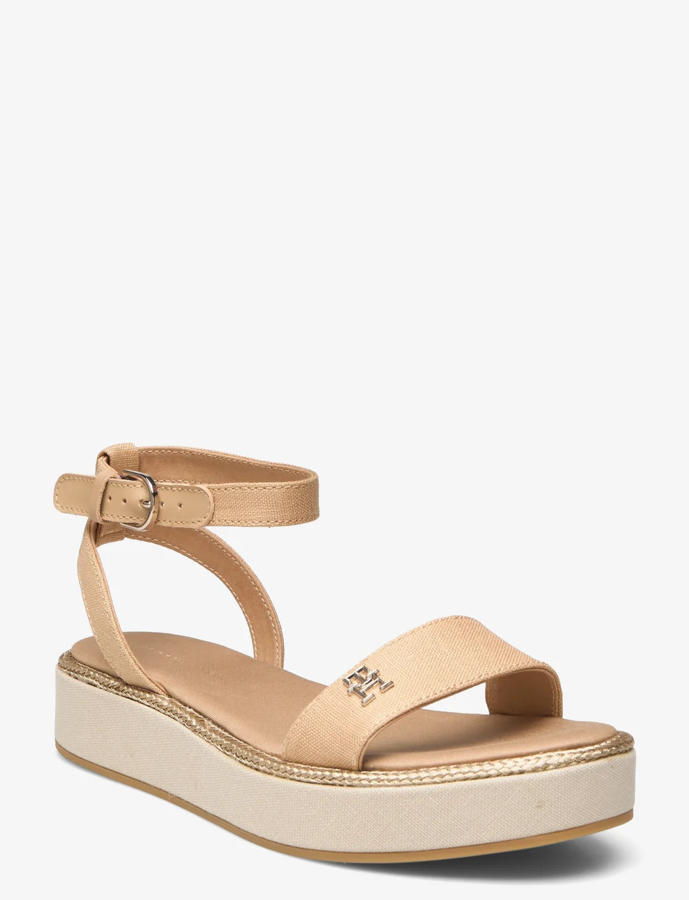 Tommy Hilfiger Linen With Gold Flatform Sandales a plateforme Boozt