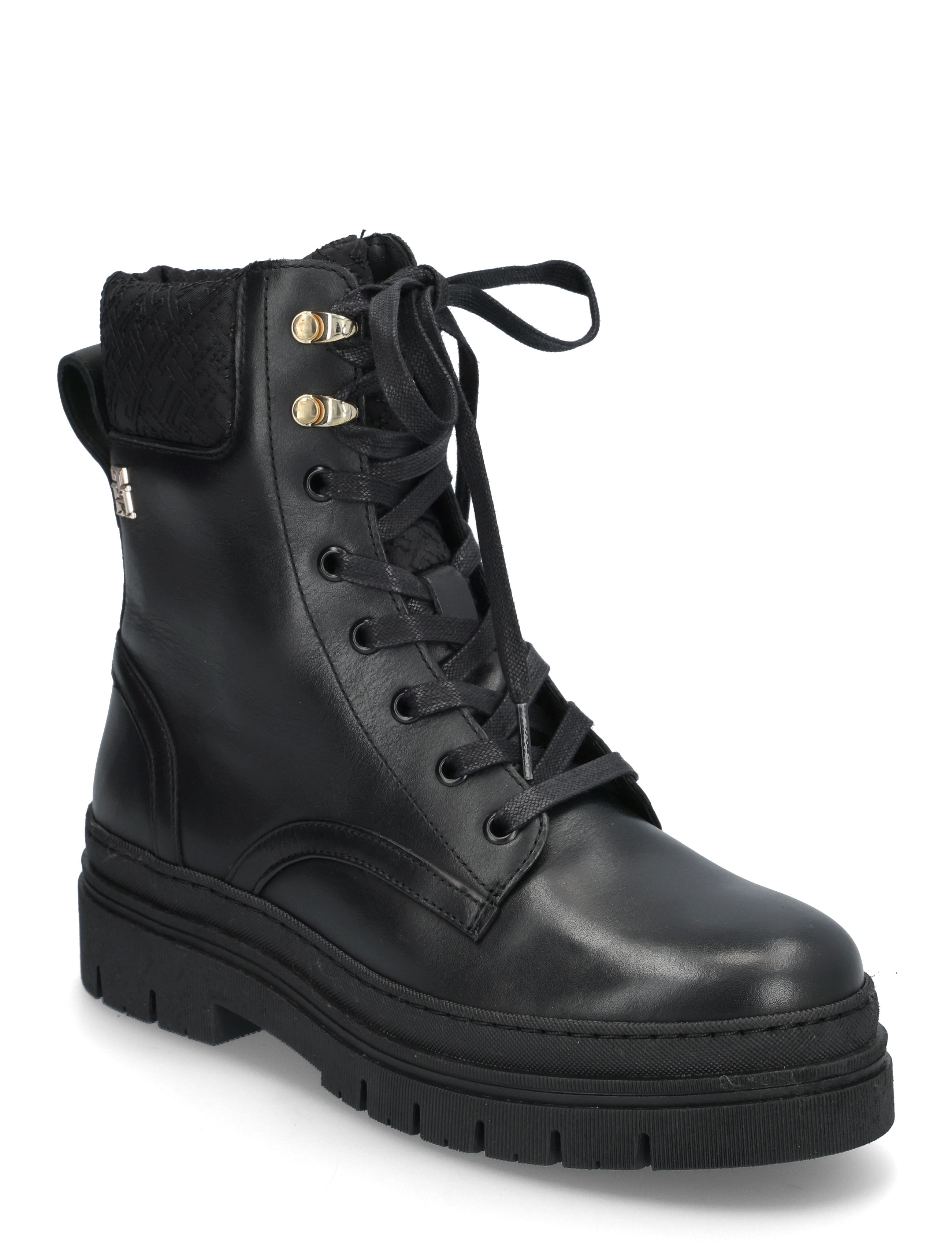 Tommy Hilfiger CLEATED LACE-UP LTHR MIX MONO TL - Snørestøvler - BLACK / black