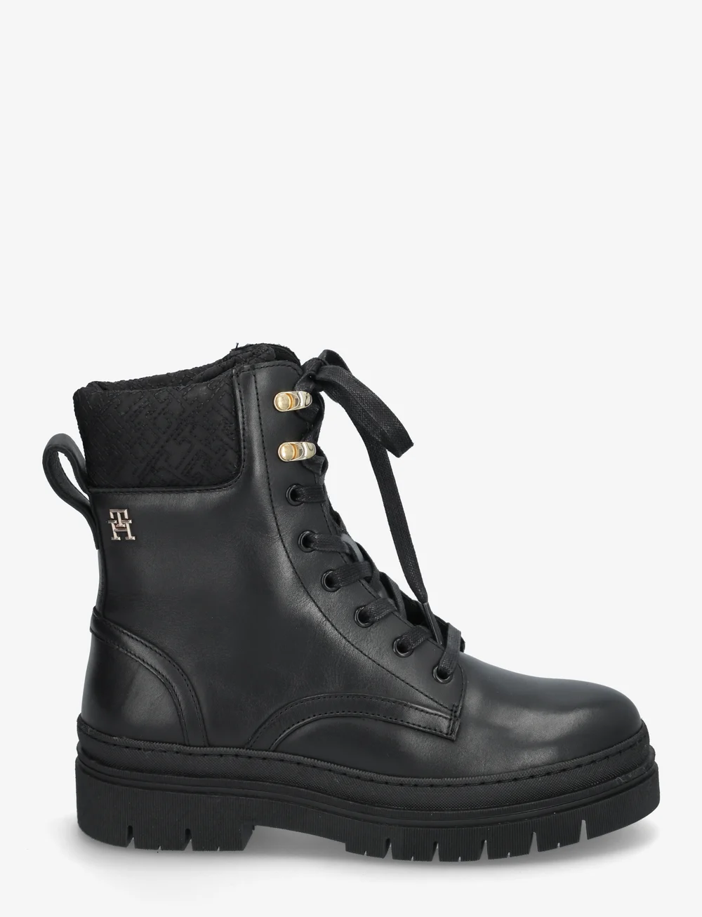 Tommy Hilfiger - CLEATED LACE-UP LTHR MIX MONO TL - geschnürte stiefel - black - 1