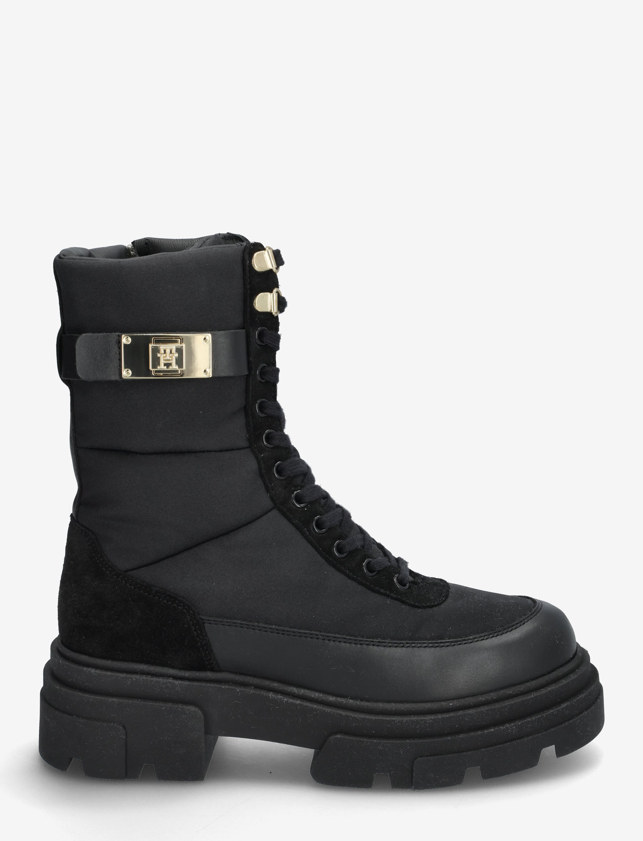 Tommy Hilfiger - BIKER LEATHER MIX LACE-UP - black - 1