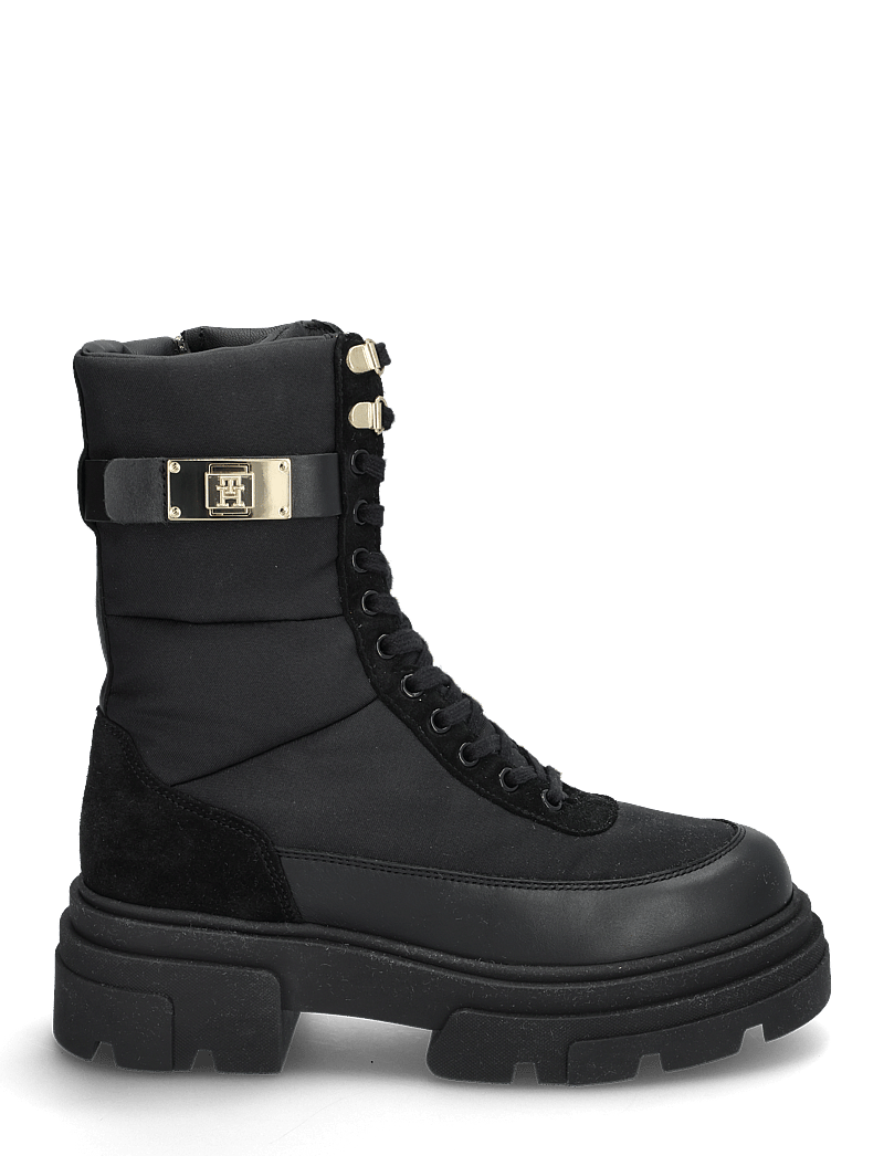 Tommy Hilfiger - BIKER LEATHER MIX LACE-UP - black - 1