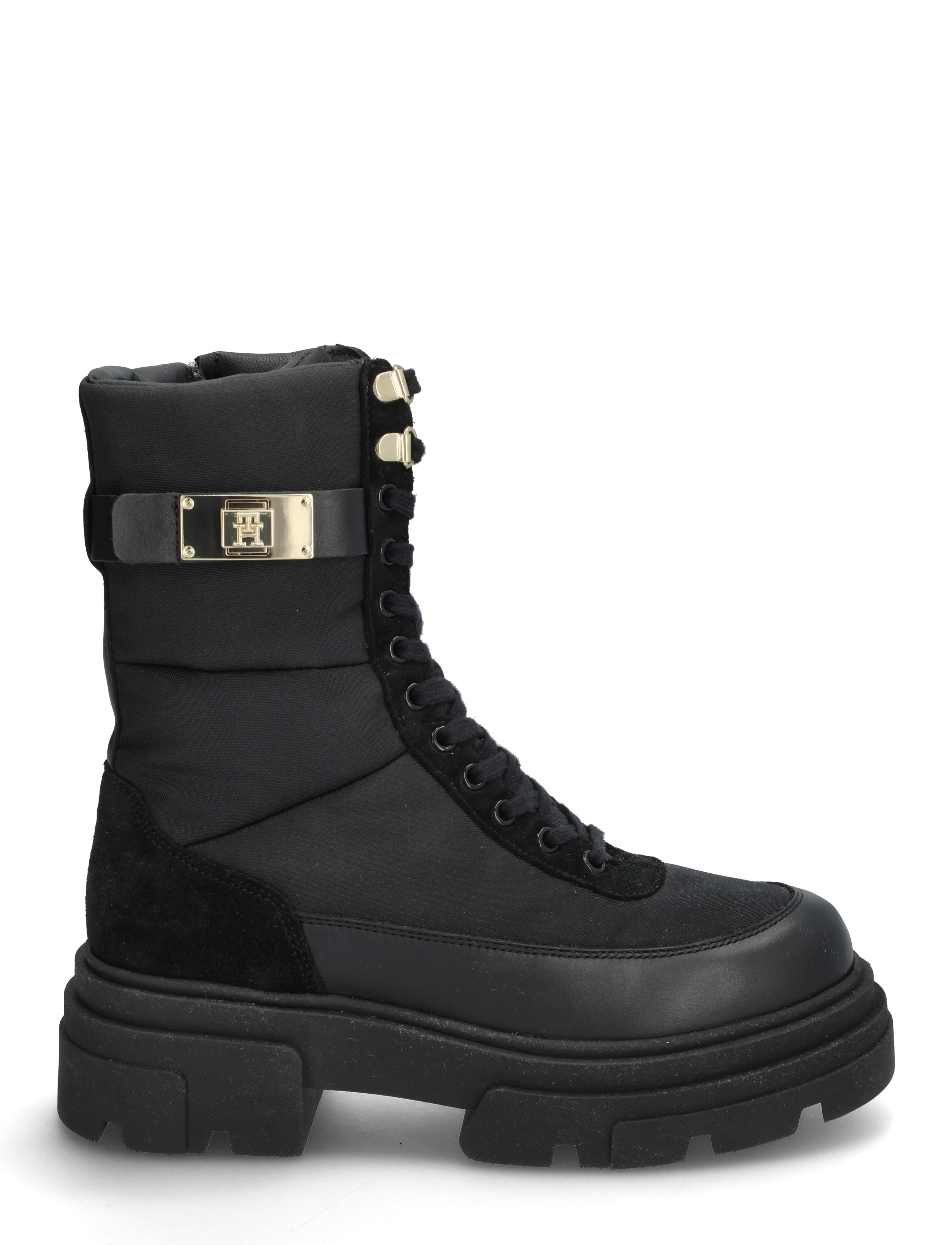Tommy Hilfiger - BIKER LEATHER MIX LACE-UP - black - 1