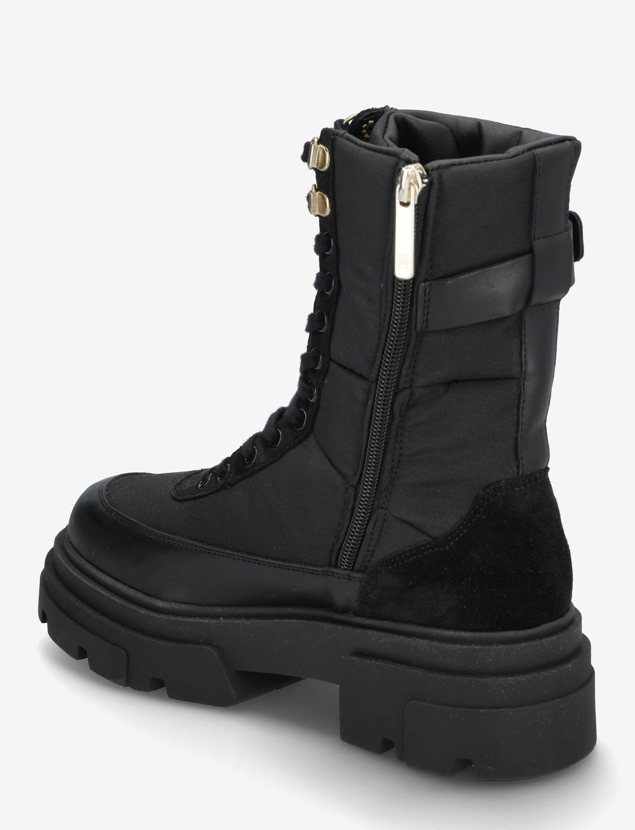 Tommy Hilfiger - BIKER LEATHER MIX LACE-UP - black - 2