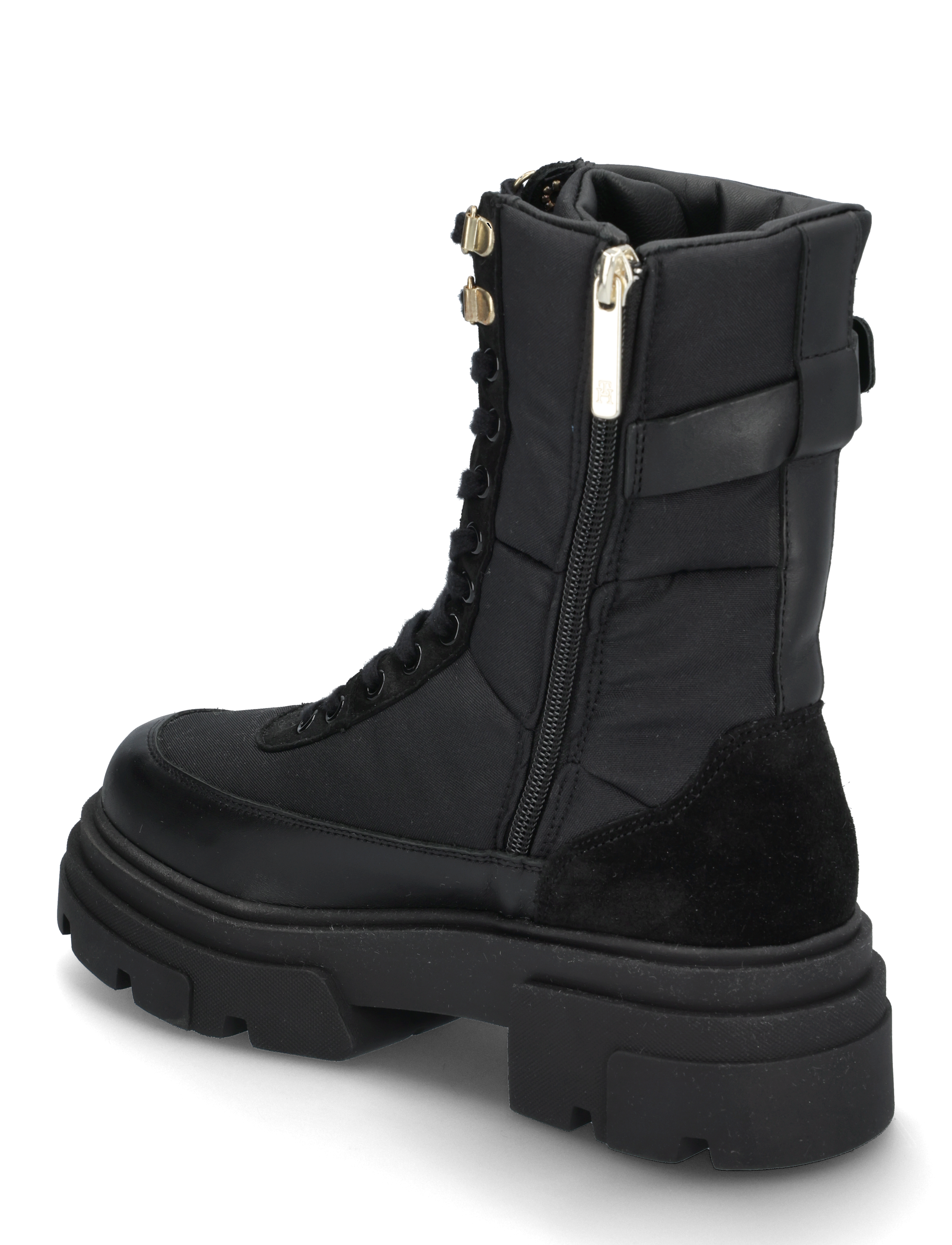 Tommy Hilfiger - BIKER LEATHER MIX LACE-UP - black - 2