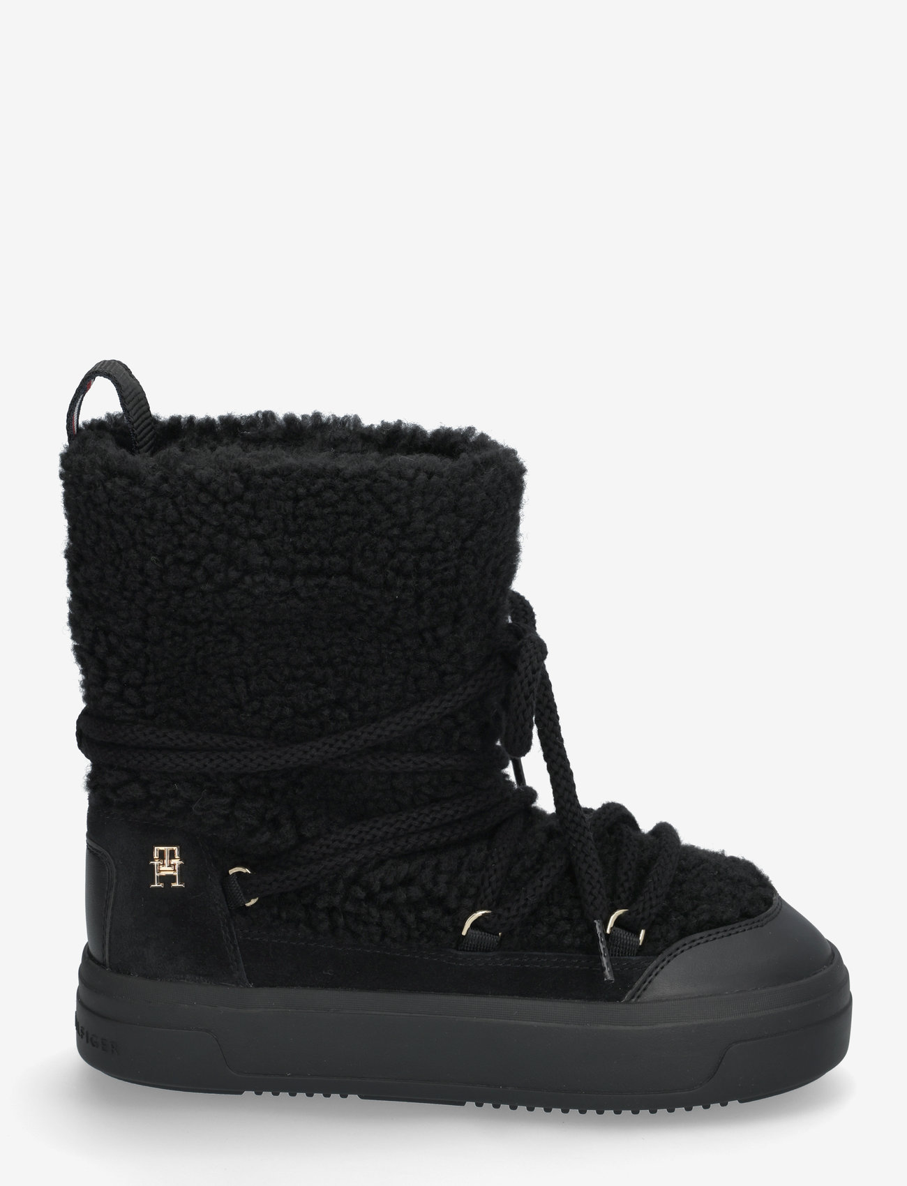 Tommy Hilfiger - LACE-UP FAUX SHEARLING SNOWBOOT - varmforede sko - black - 1