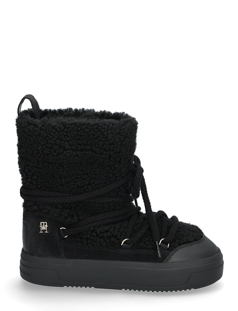 Tommy Hilfiger - LACE-UP FAUX SHEARLING SNOWBOOT - varmforede sko - black - 1
