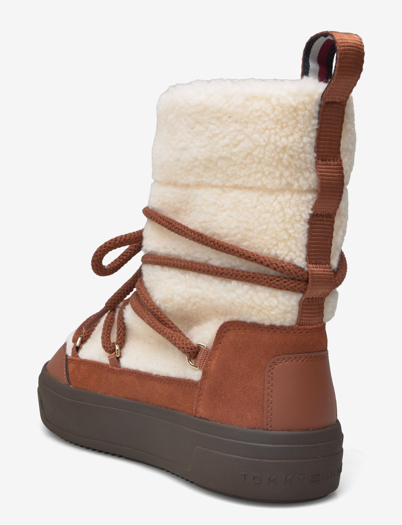 Tommy Hilfiger - LACE-UP FAUX SHEARLING SNOWBOOT - varmforede sko - cognac brown - 2