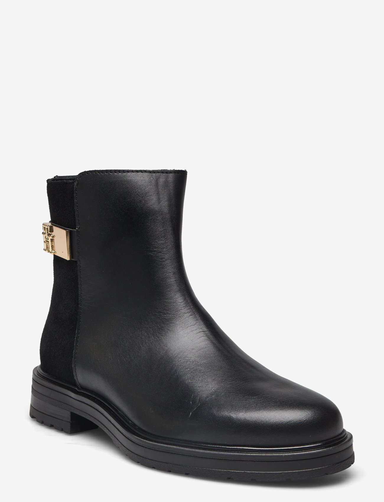 Tommy Hilfiger - TH LOGO LEATHER MIX CHELSEA - flat ankle boots - black - 0