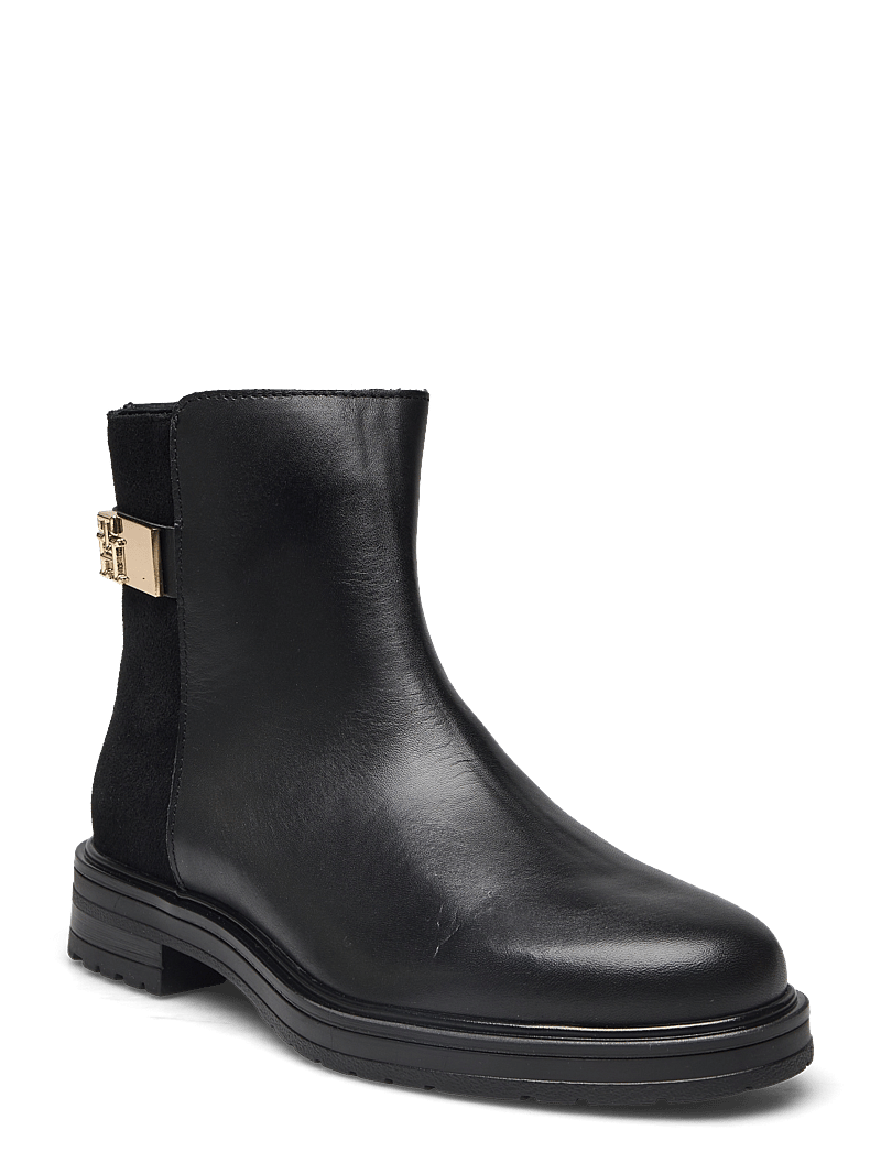 Tommy Hilfiger - TH LOGO LEATHER MIX CHELSEA - flat ankle boots - black - 0