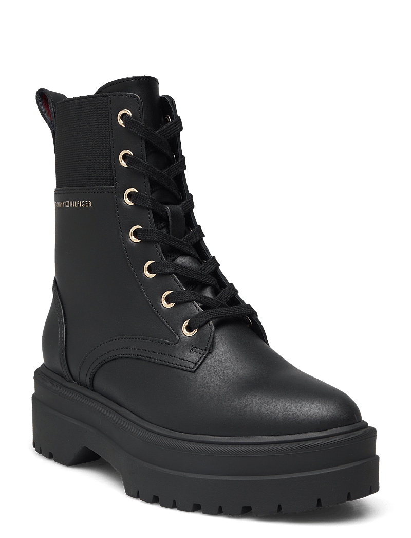 Tommy Hilfiger Leather Elastic Rib Laceup (THSFW0FW08440) Laced boots