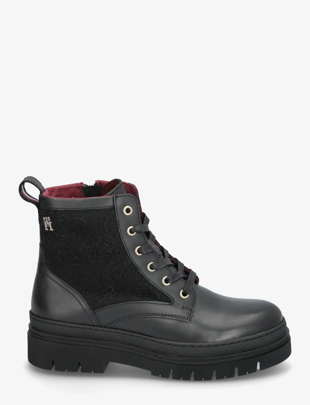 Tommy Hilfiger - NAUTICAL MELTON LEATHER LACE-UP - flat ankle boots - black - 1