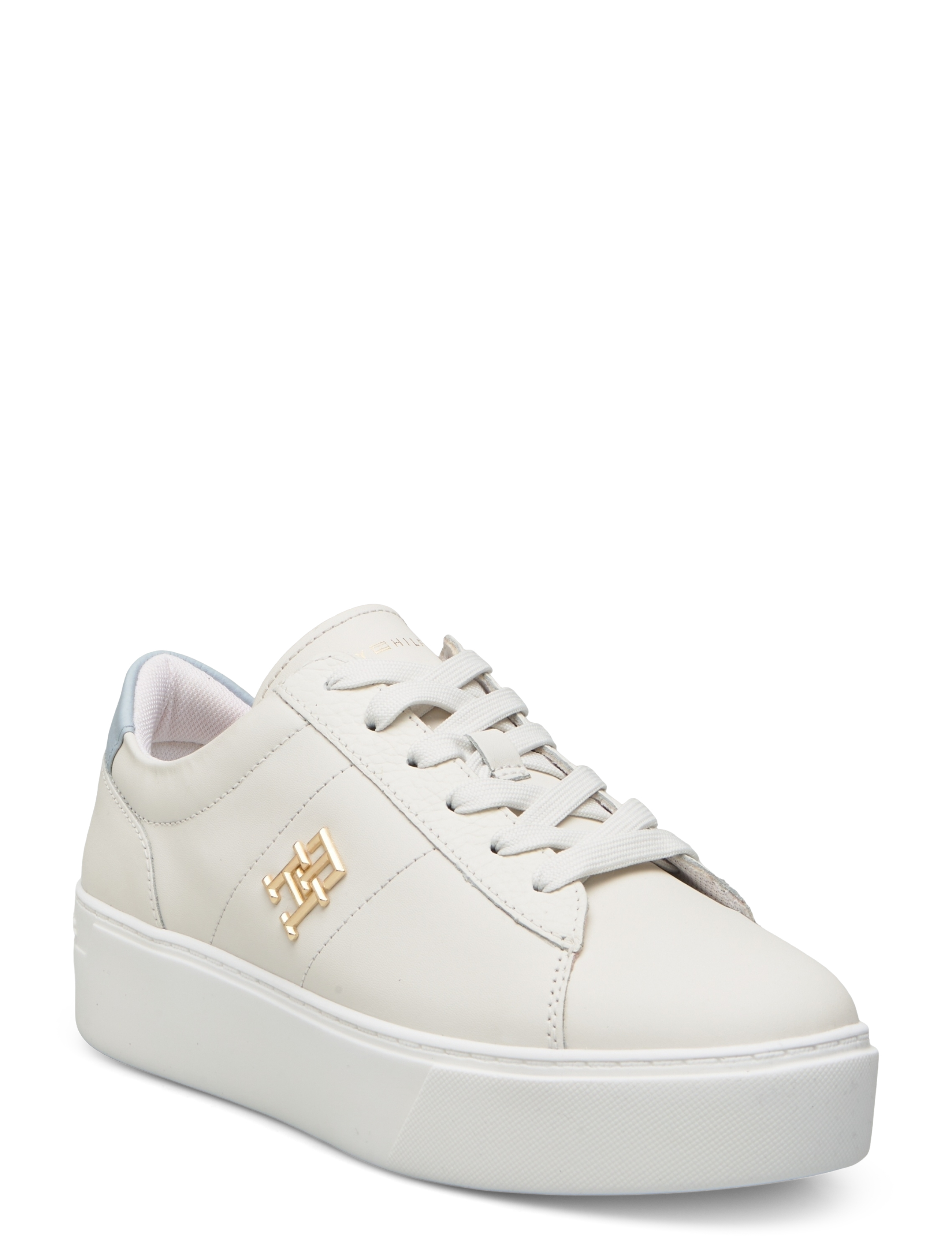 Tommy Hilfiger PLATFORM COURT SNEAKER - Sko - ECRU/BREEZY BLUE / white