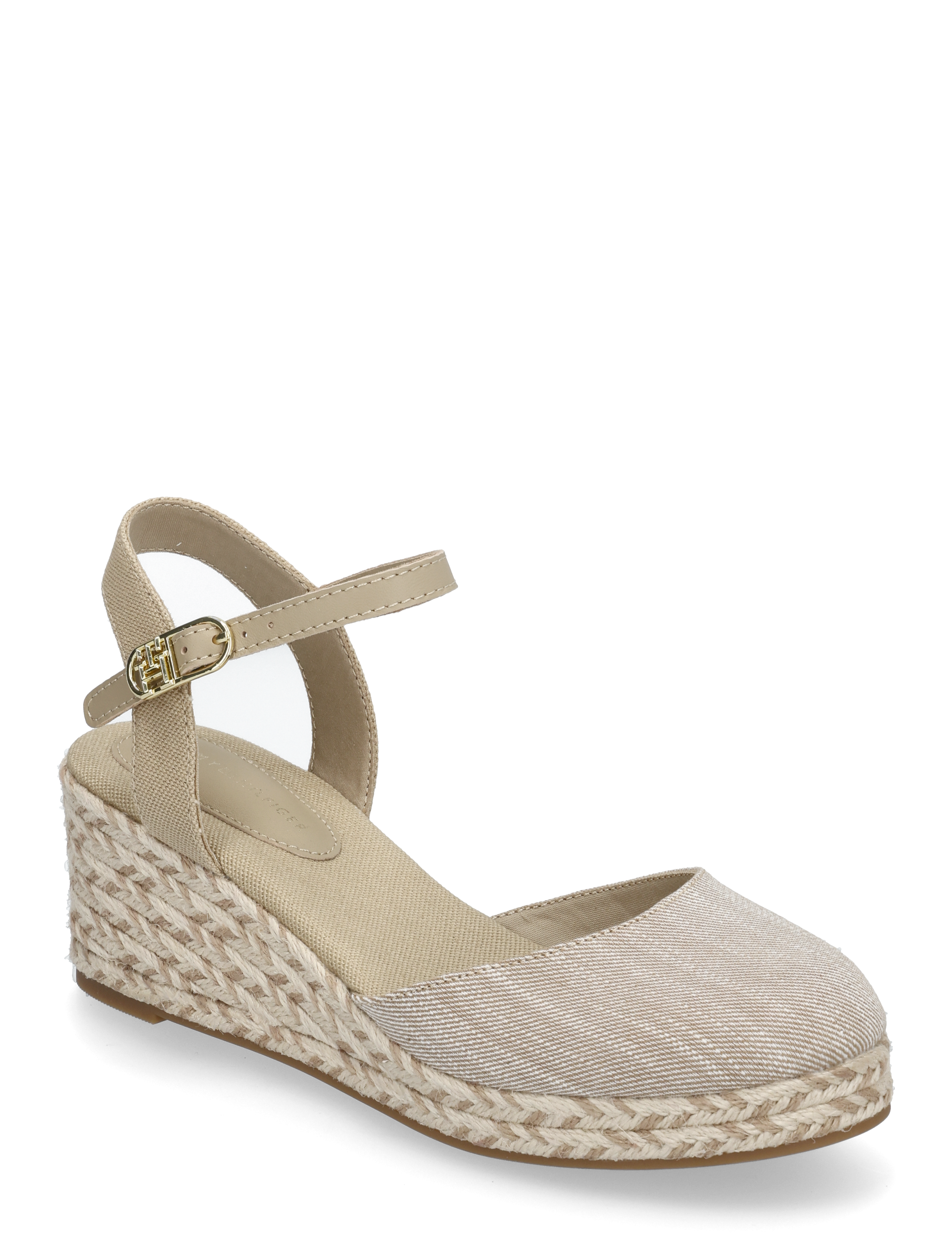 Tommy Hilfiger CHAMBRAY MID WEDGE ESPAD - Absatzschuhe - HORSERADISH / beige