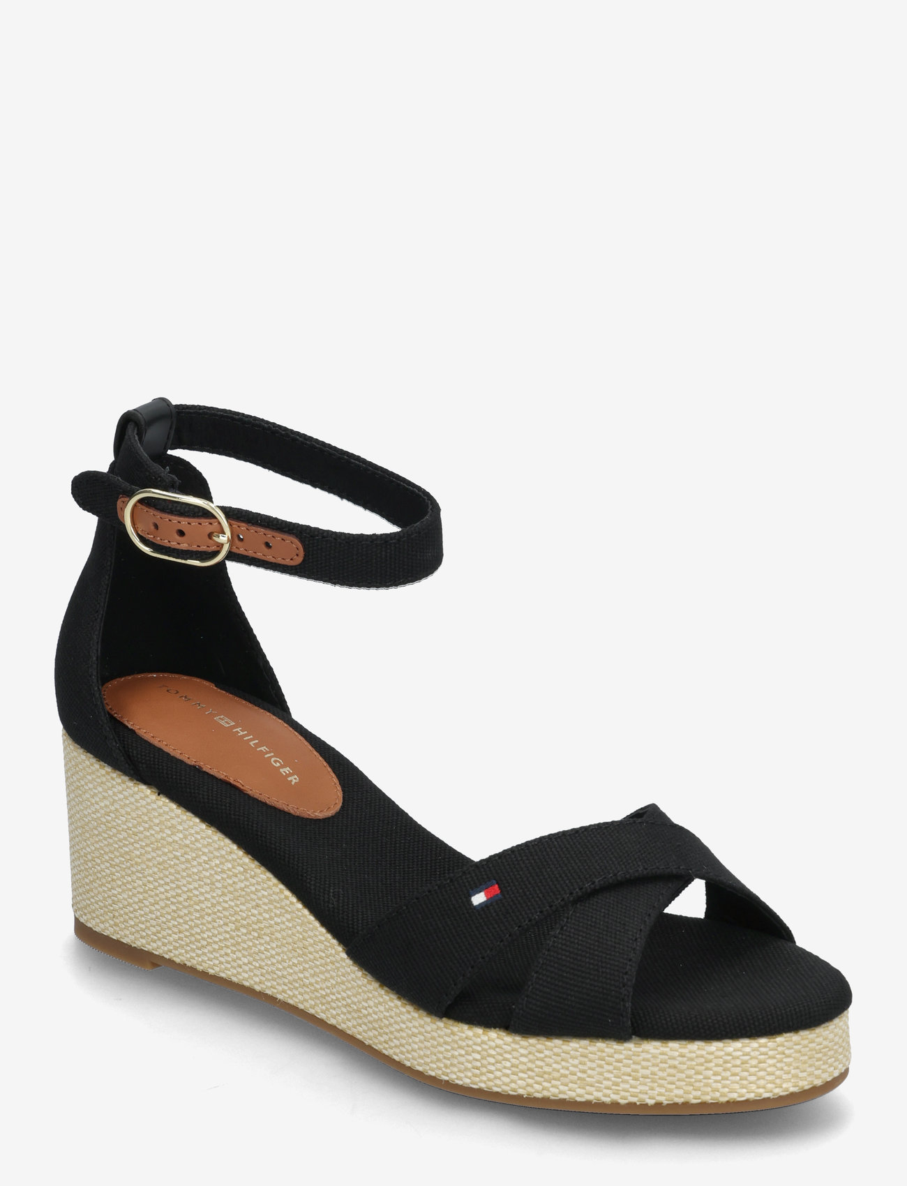 Tommy Hilfiger - FLAG CRISS-CROS MID WEDGE ESPAD - espadrillos med klack - black - 0