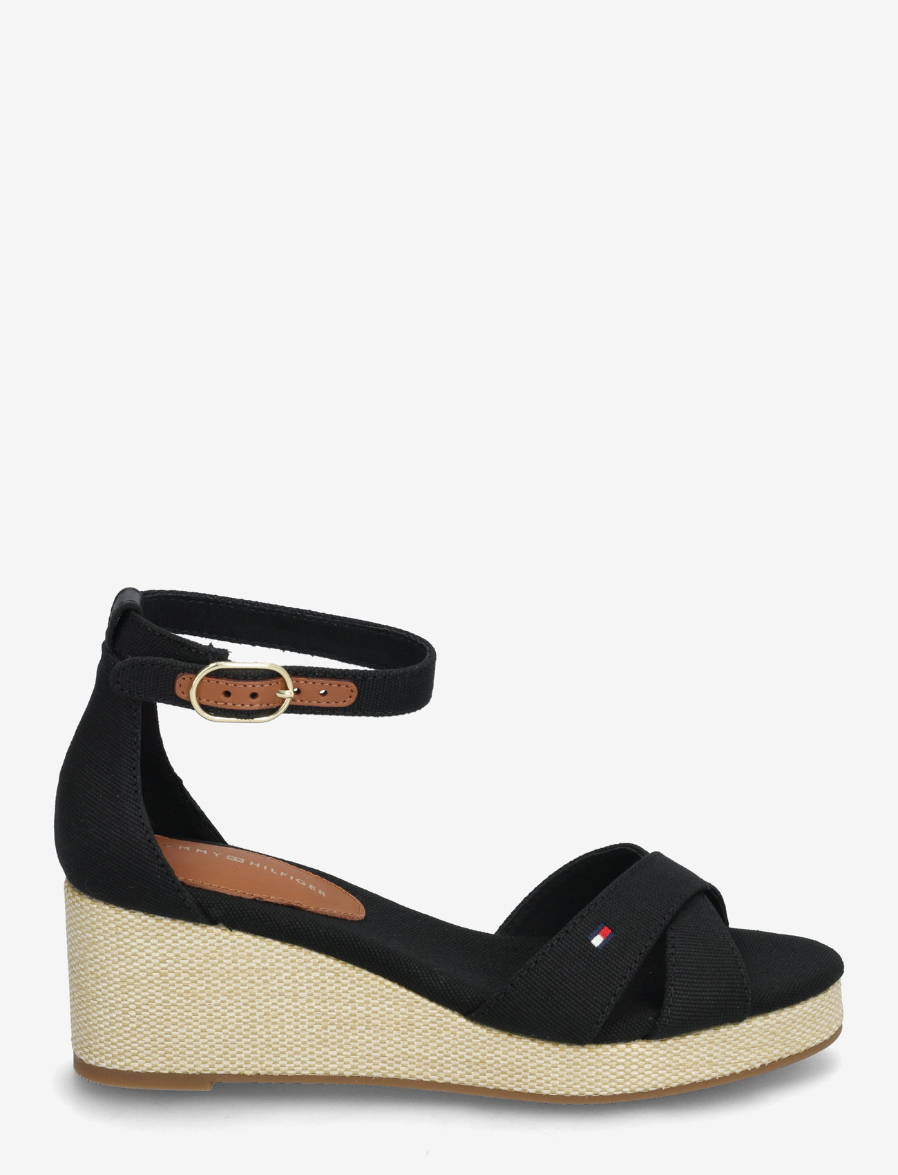 Tommy Hilfiger - FLAG CRISS-CROS MID WEDGE ESPAD - espadrillos med klack - black - 1
