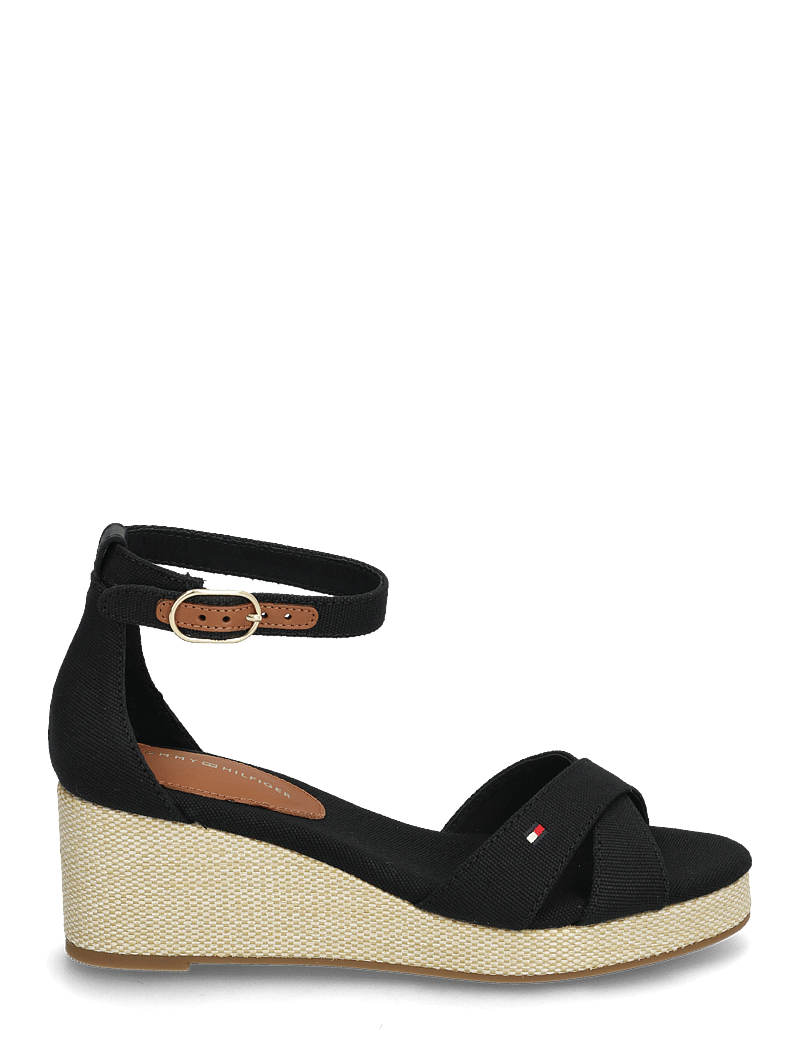 Tommy Hilfiger - FLAG CRISS-CROS MID WEDGE ESPAD - espadrillos med klack - black - 1