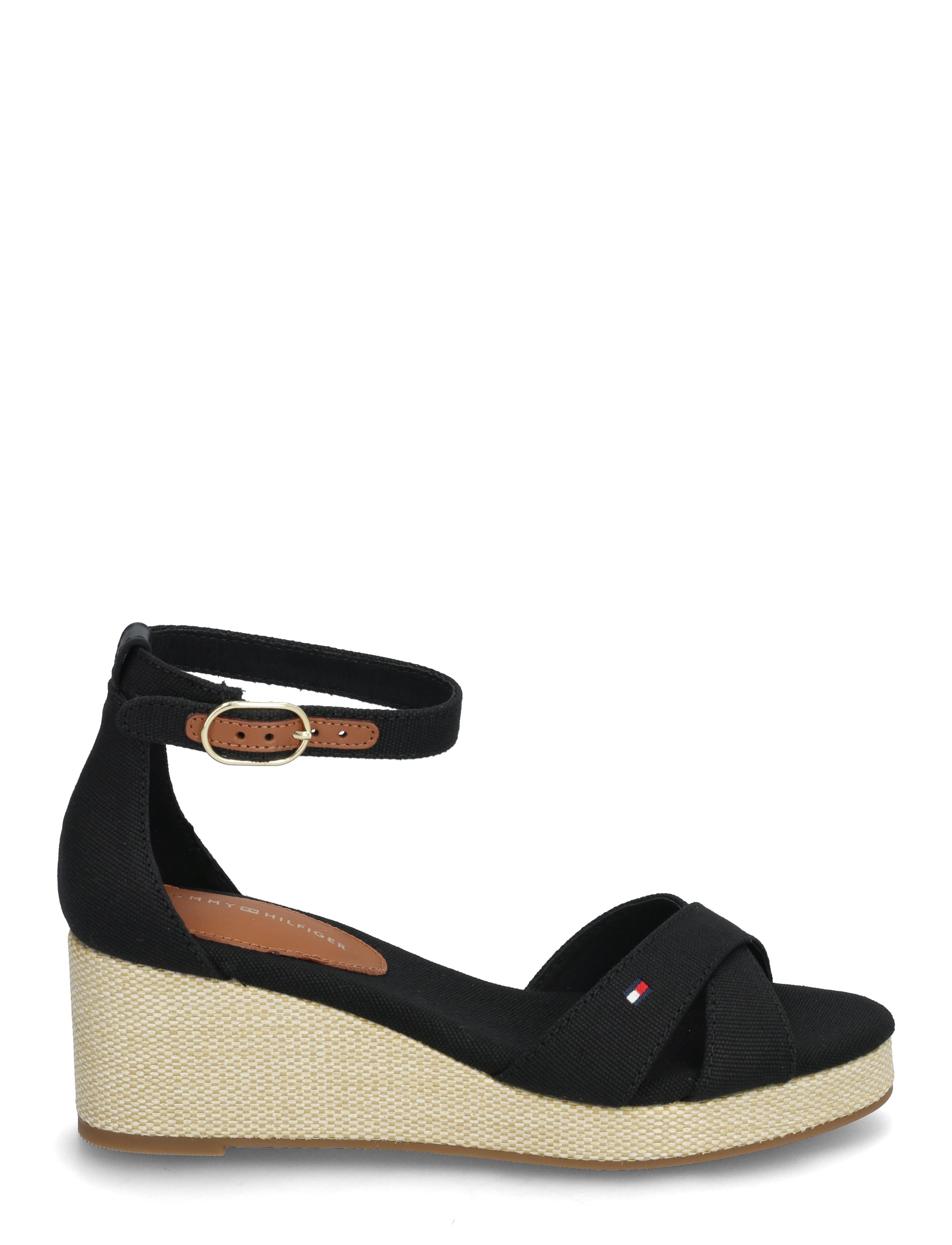 Tommy Hilfiger - FLAG CRISS-CROS MID WEDGE ESPAD - espadrilles met sleehak - black - 1